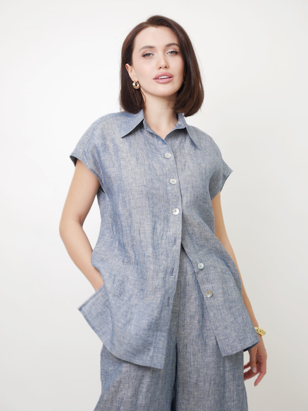 Kalhoty "Len premium" navy