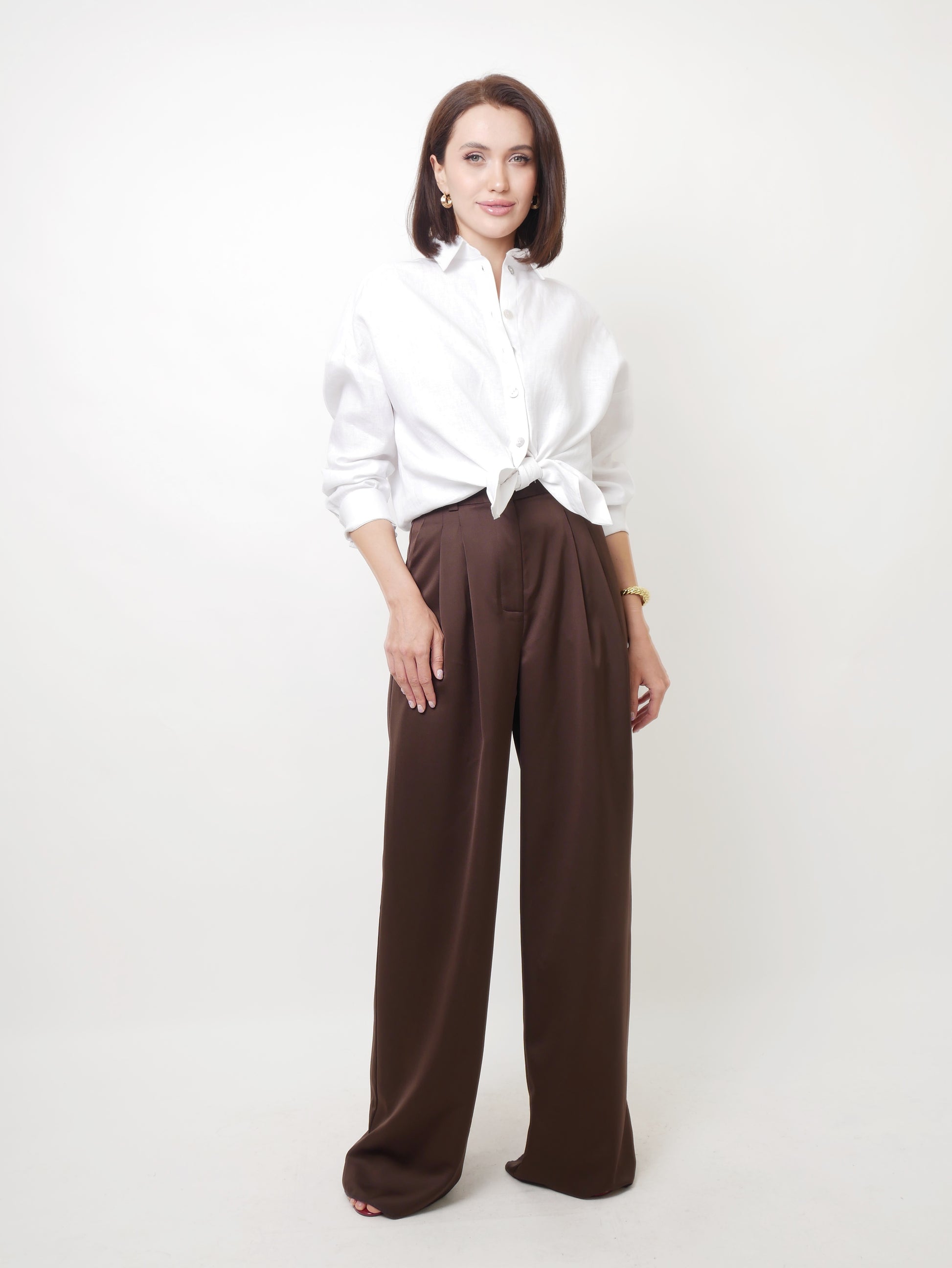 Kalhoty "Wide silk" dark chocolate