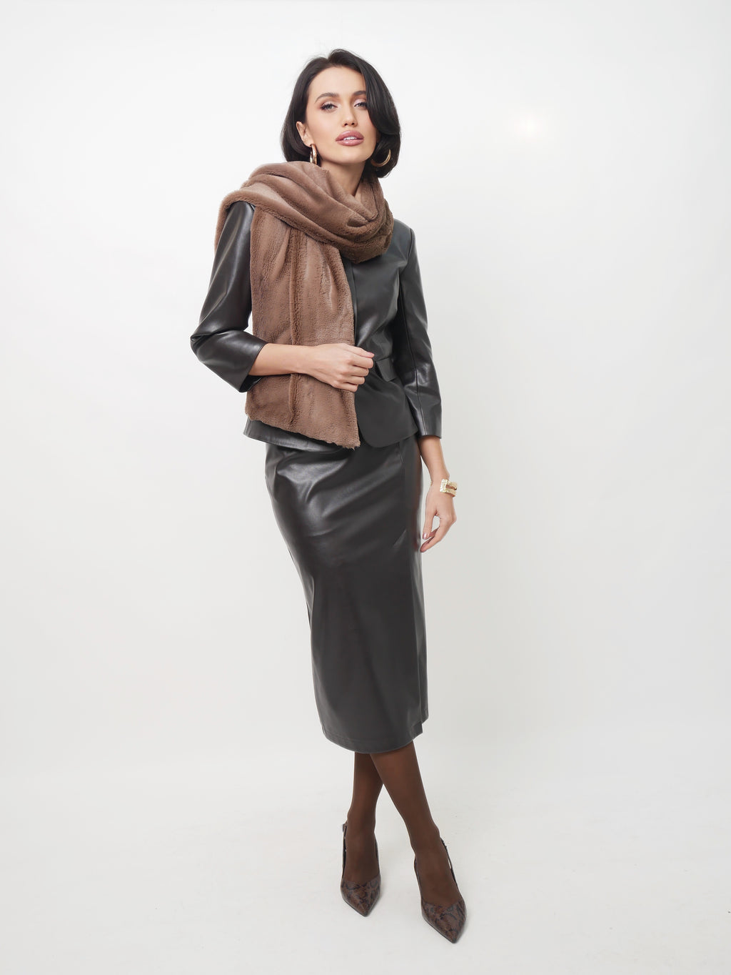 Šála "Eco fur" taupe