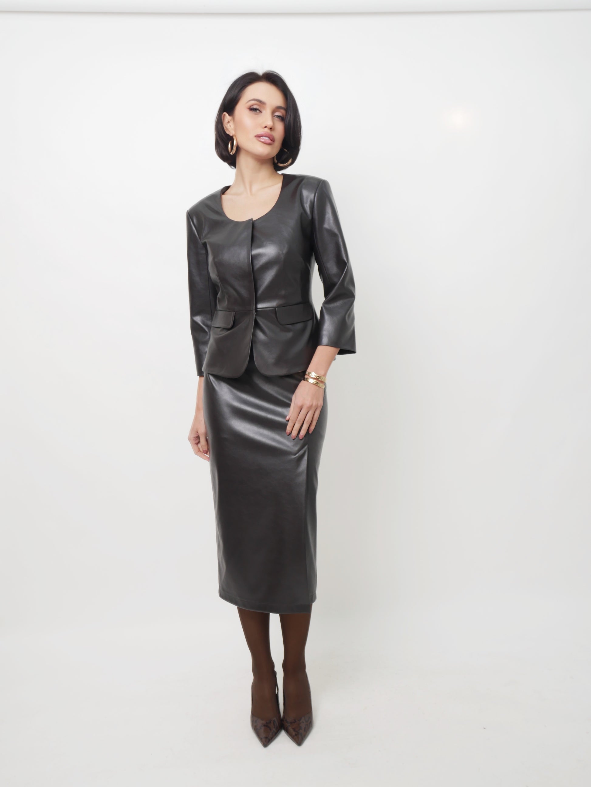 Sukně "Eco leather" dark chocolate