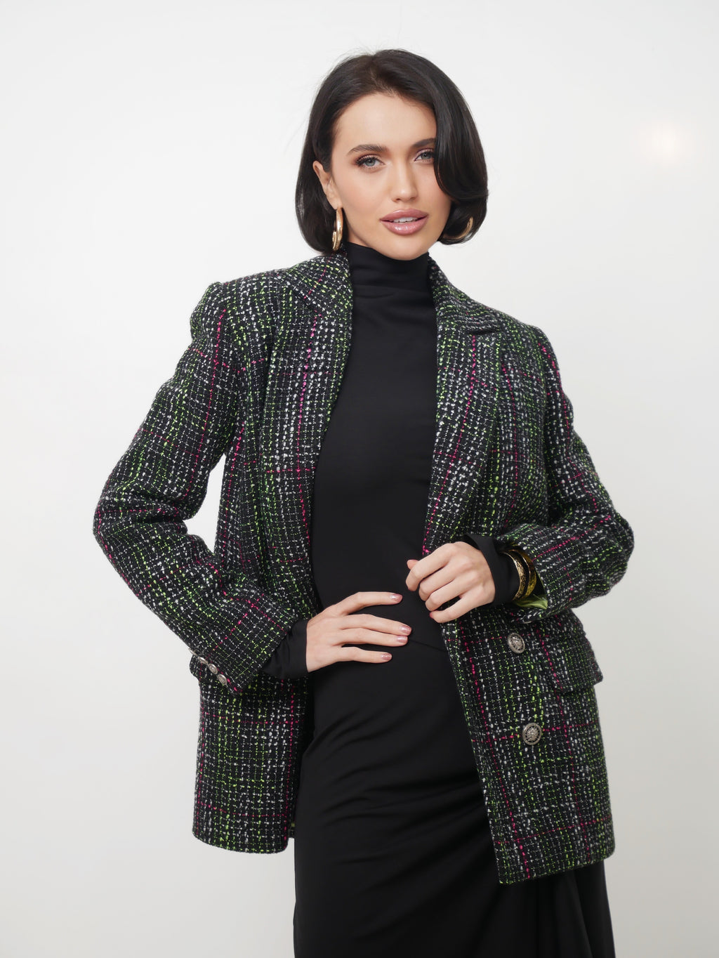 Tvídové sako "Klasik" black neon