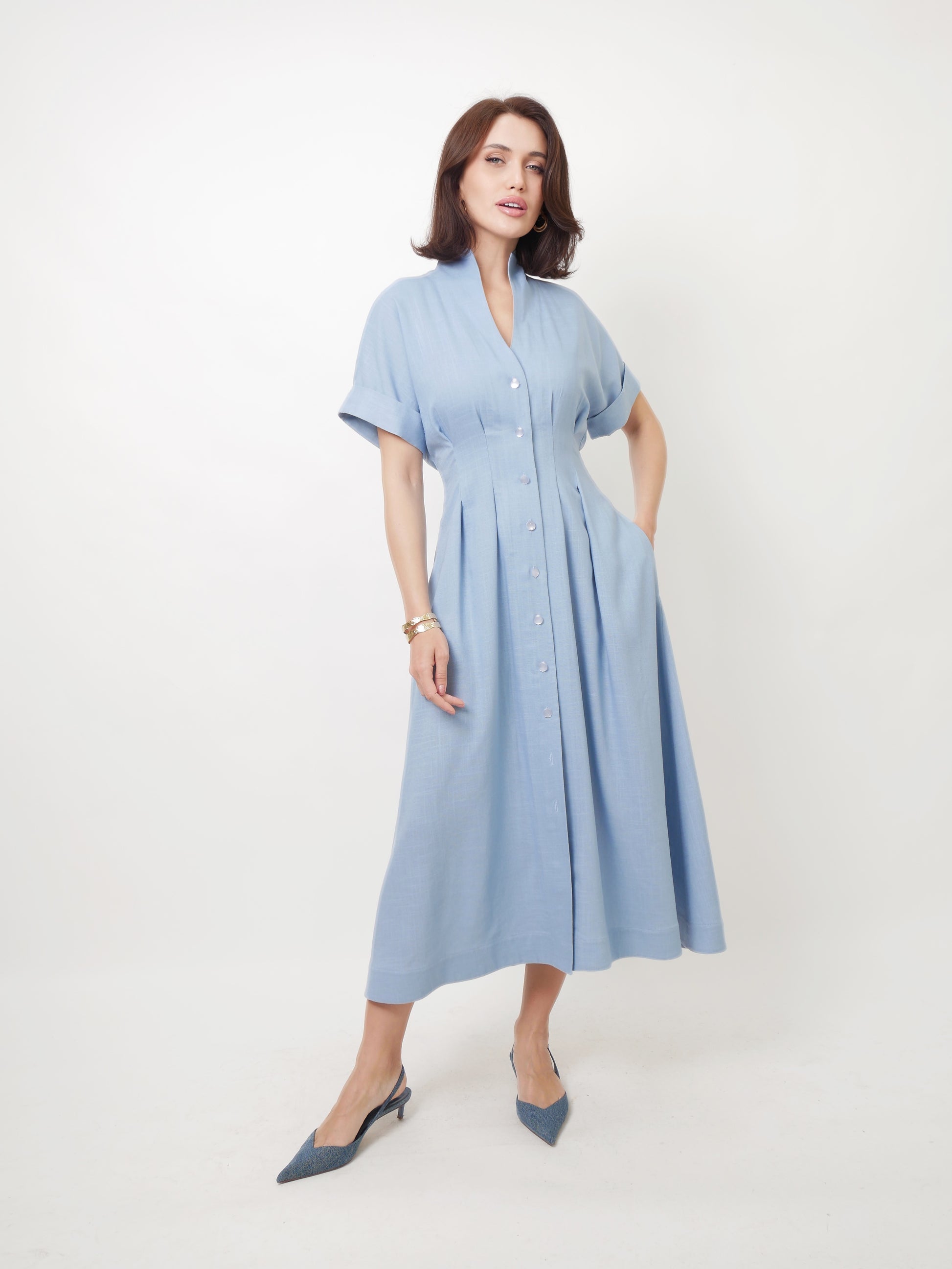 Šaty "Provence" sky blue linen