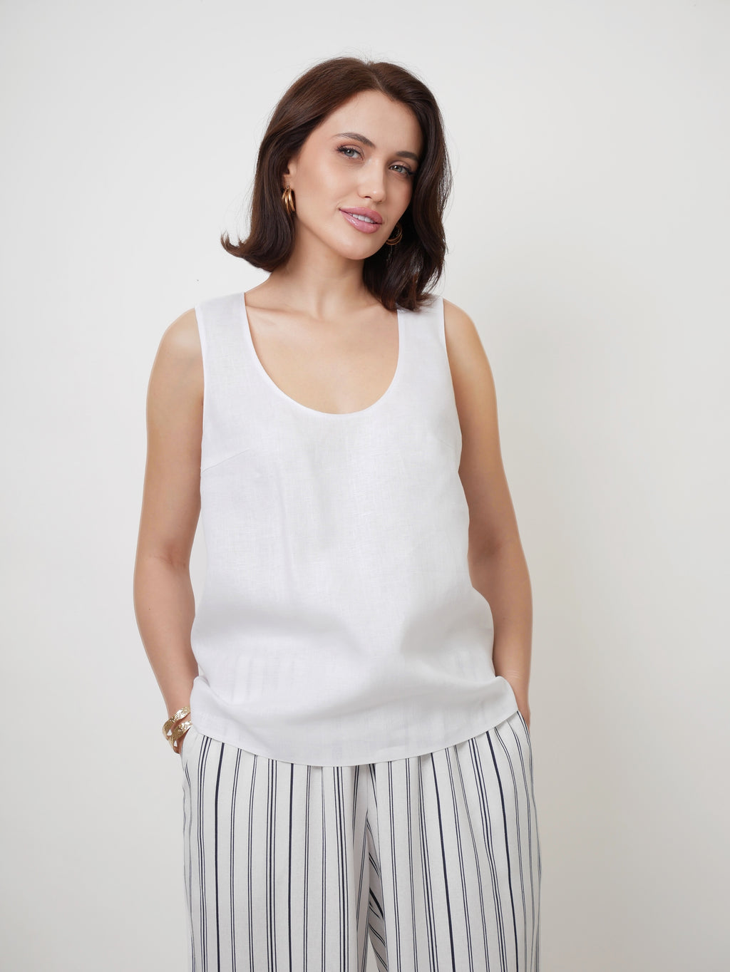 Tílko "Len premium" white