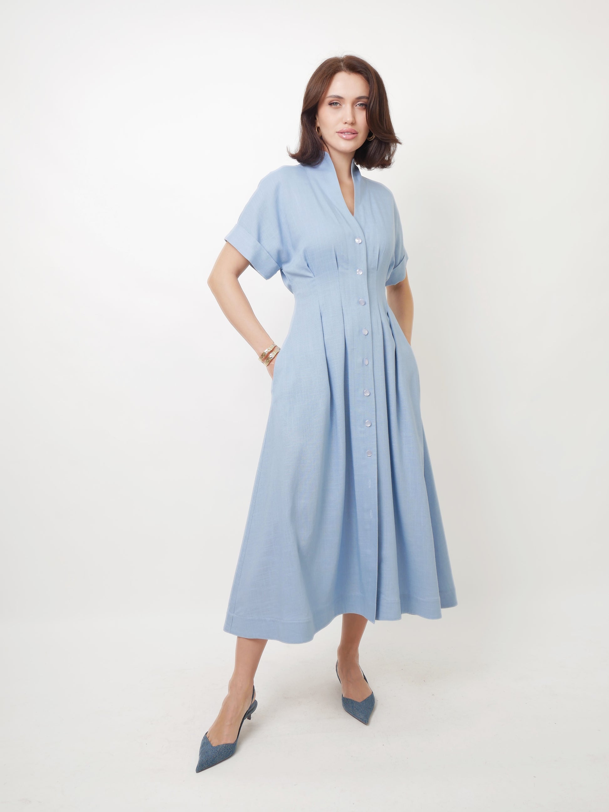 Šaty "Provence" sky blue linen