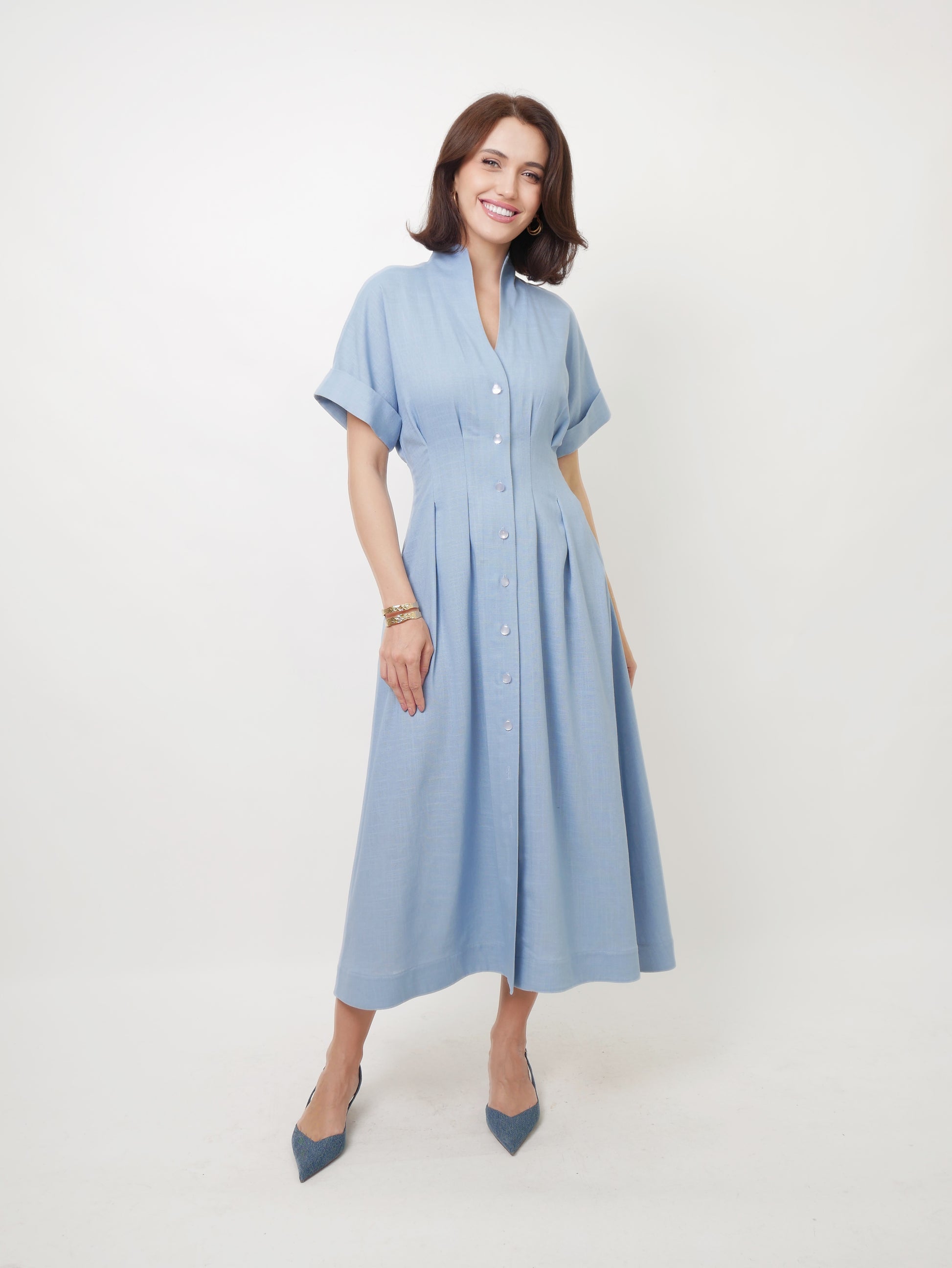 Šaty "Provence" sky blue linen