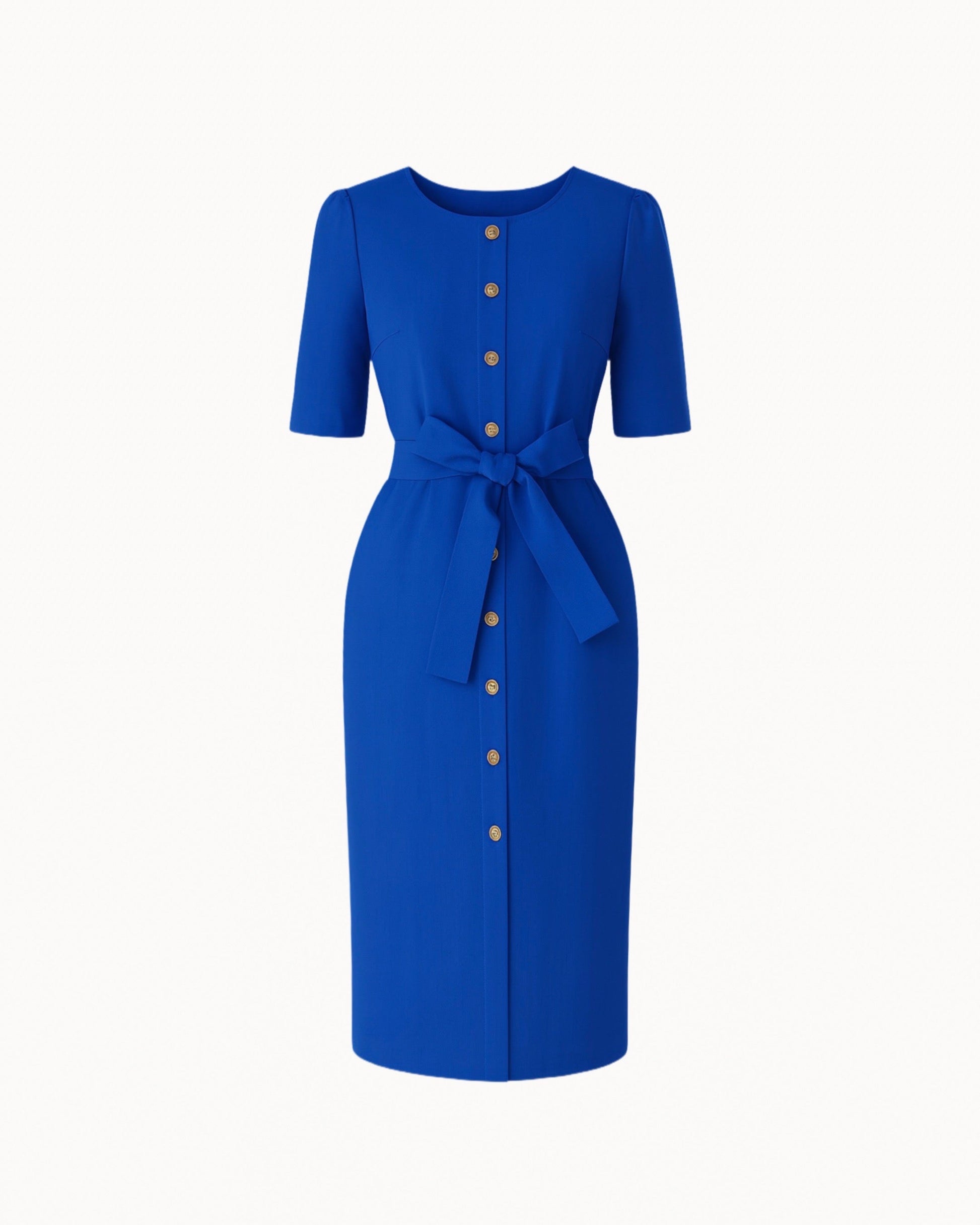 Midi šaty s knoflíky royal blue