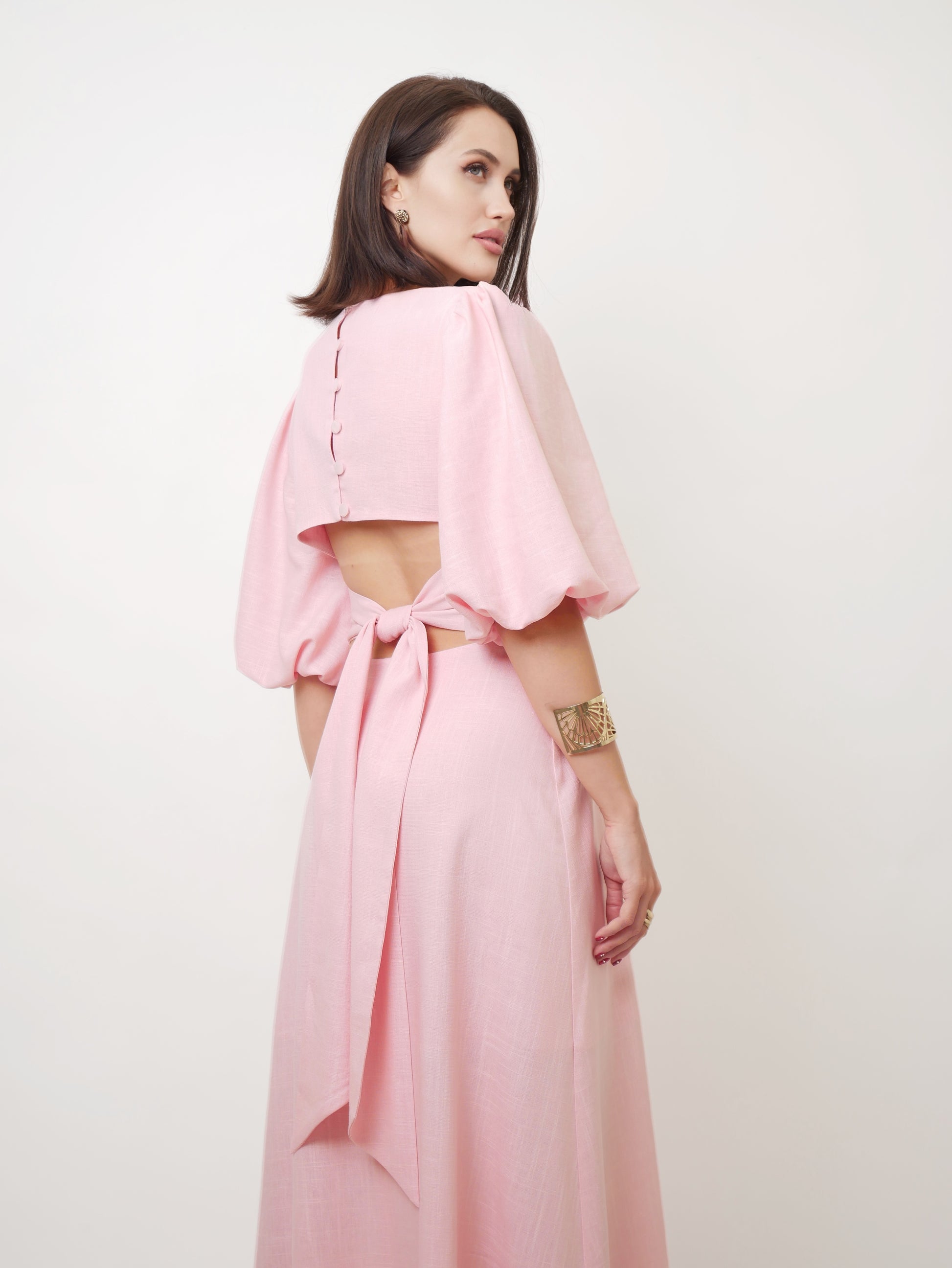 Šaty "Nina" pink linen