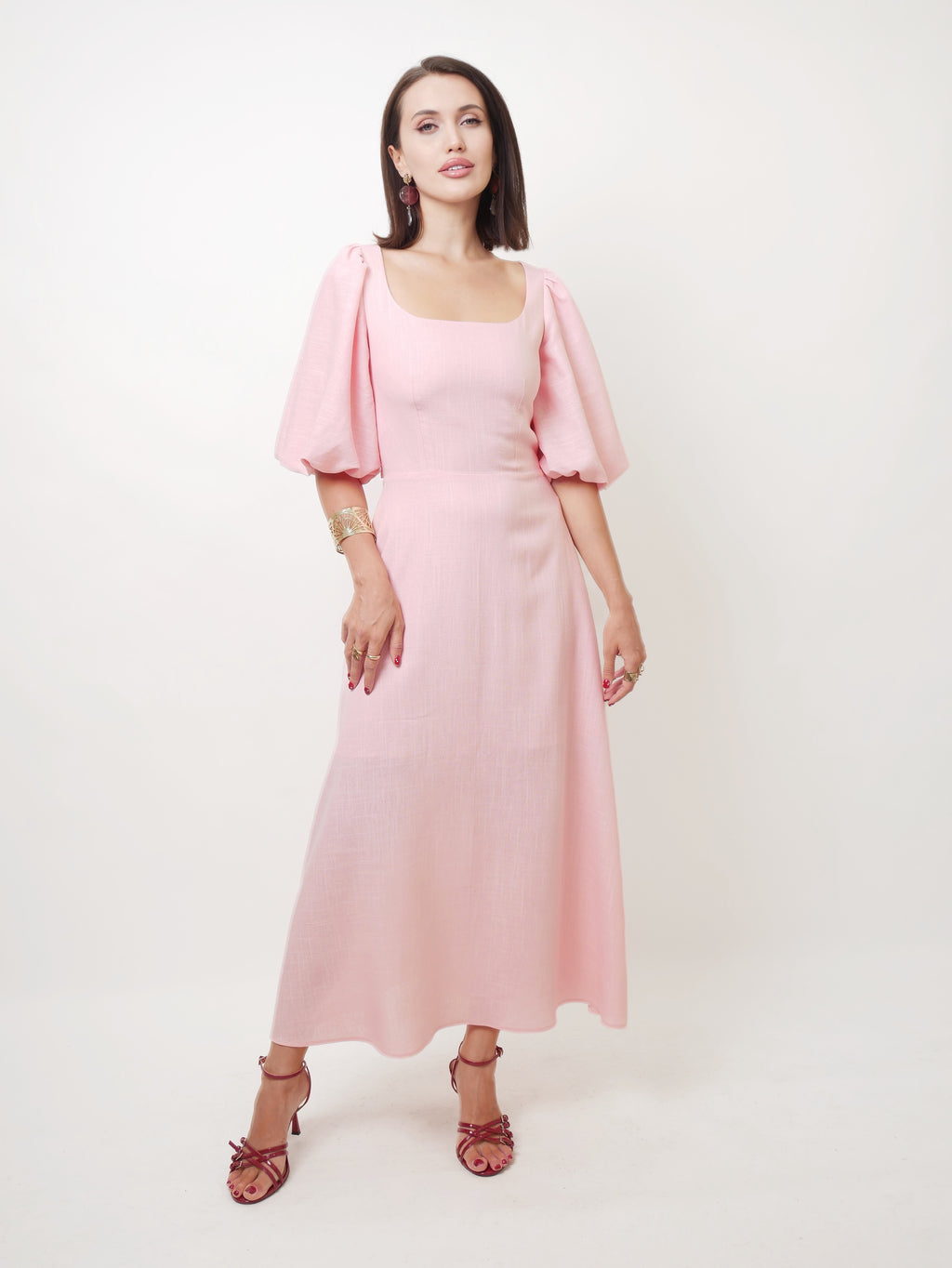 Šaty "Nina" pink linen