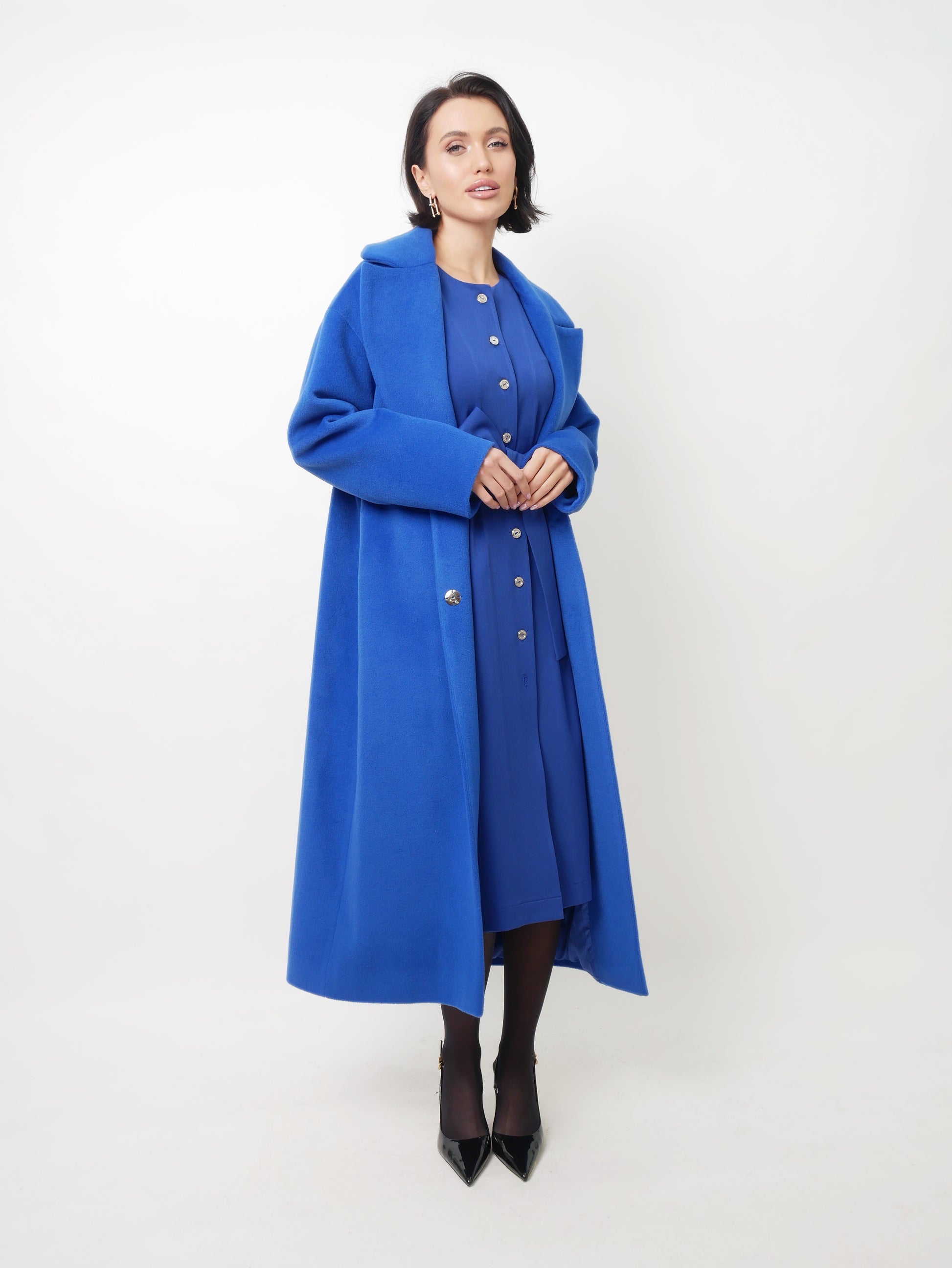 Midi šaty s knoflíky royal blue