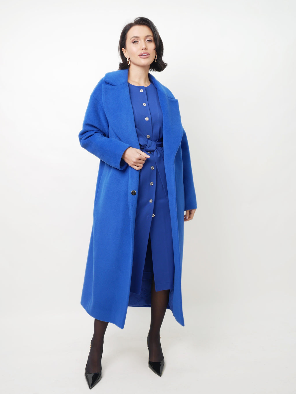 Midi šaty s knoflíky royal blue