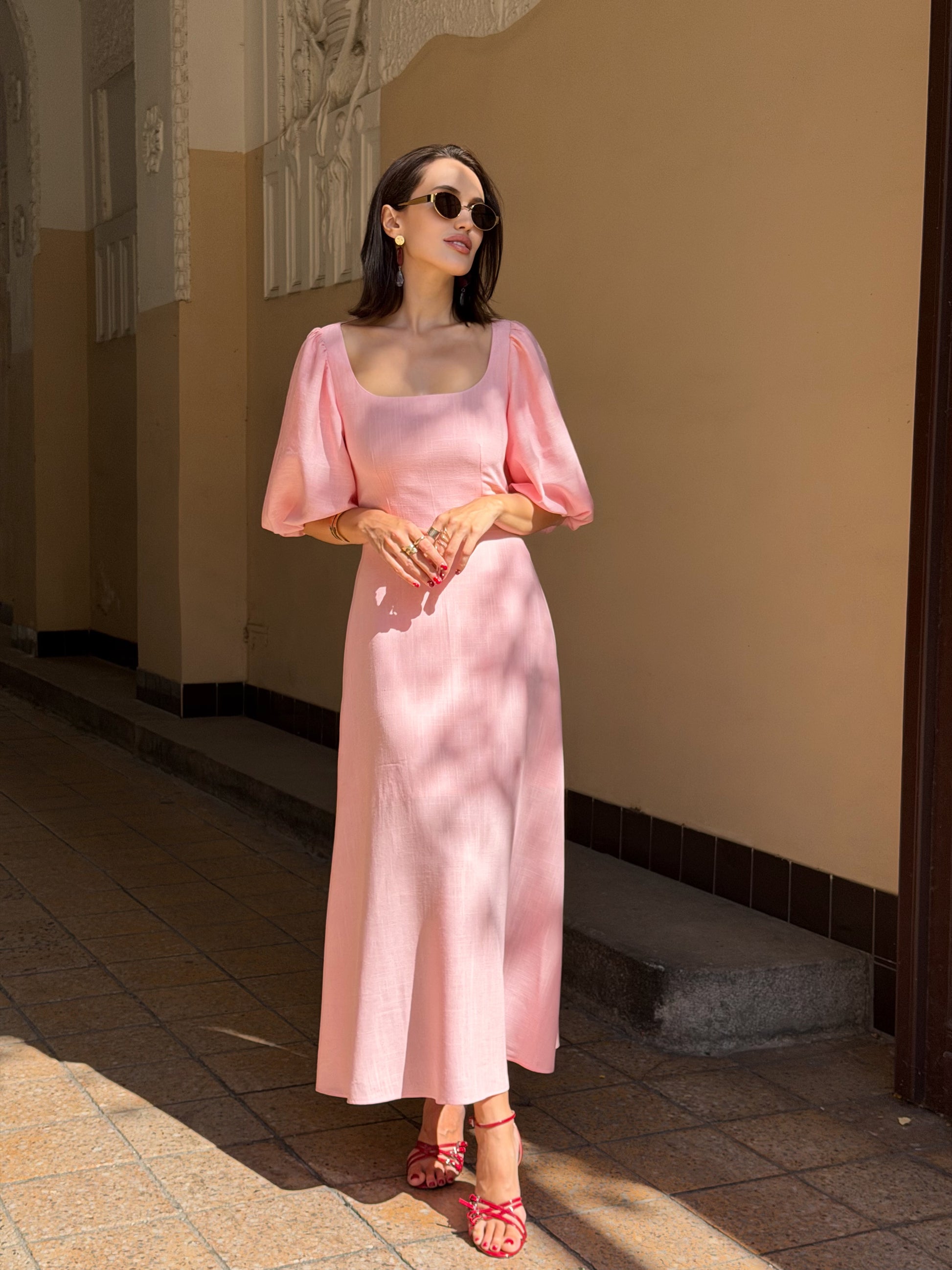 Šaty "Nina" pink linen