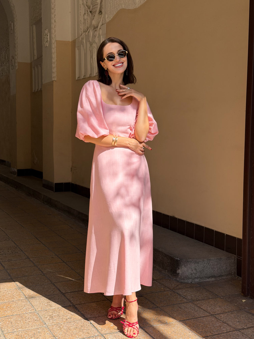 Šaty "Nina" pink linen