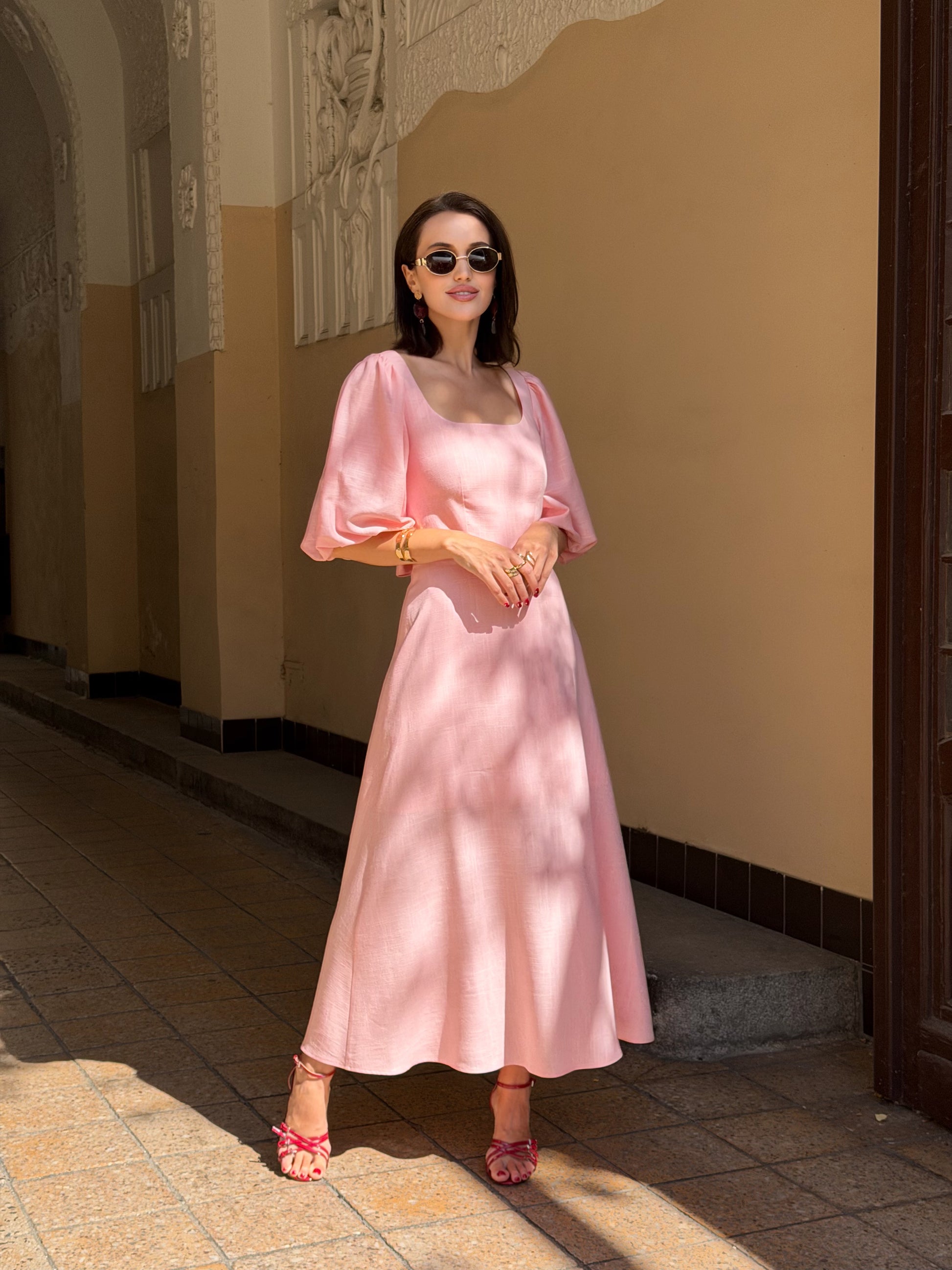 Šaty "Nina" pink linen