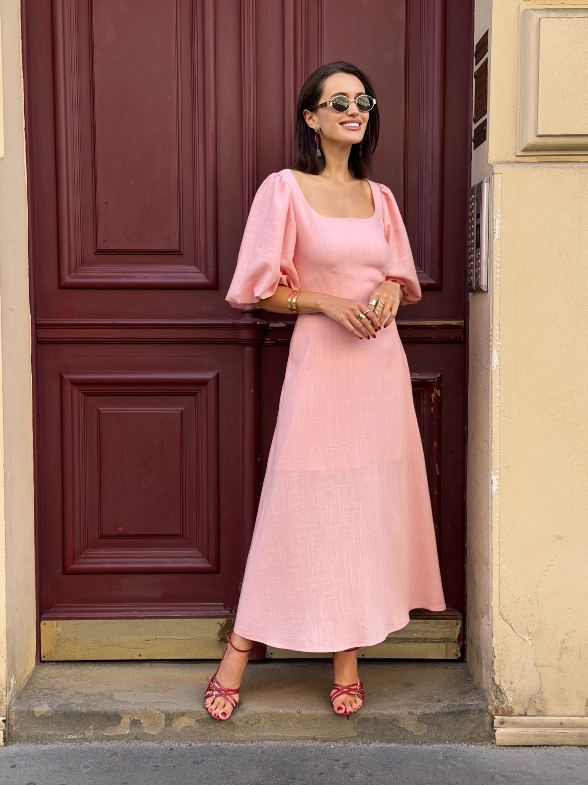 Šaty "Nina" pink linen