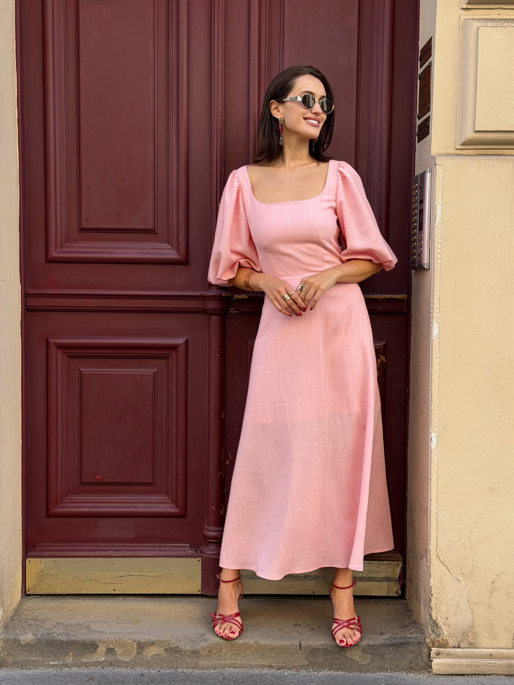 Šaty "Nina" pink linen