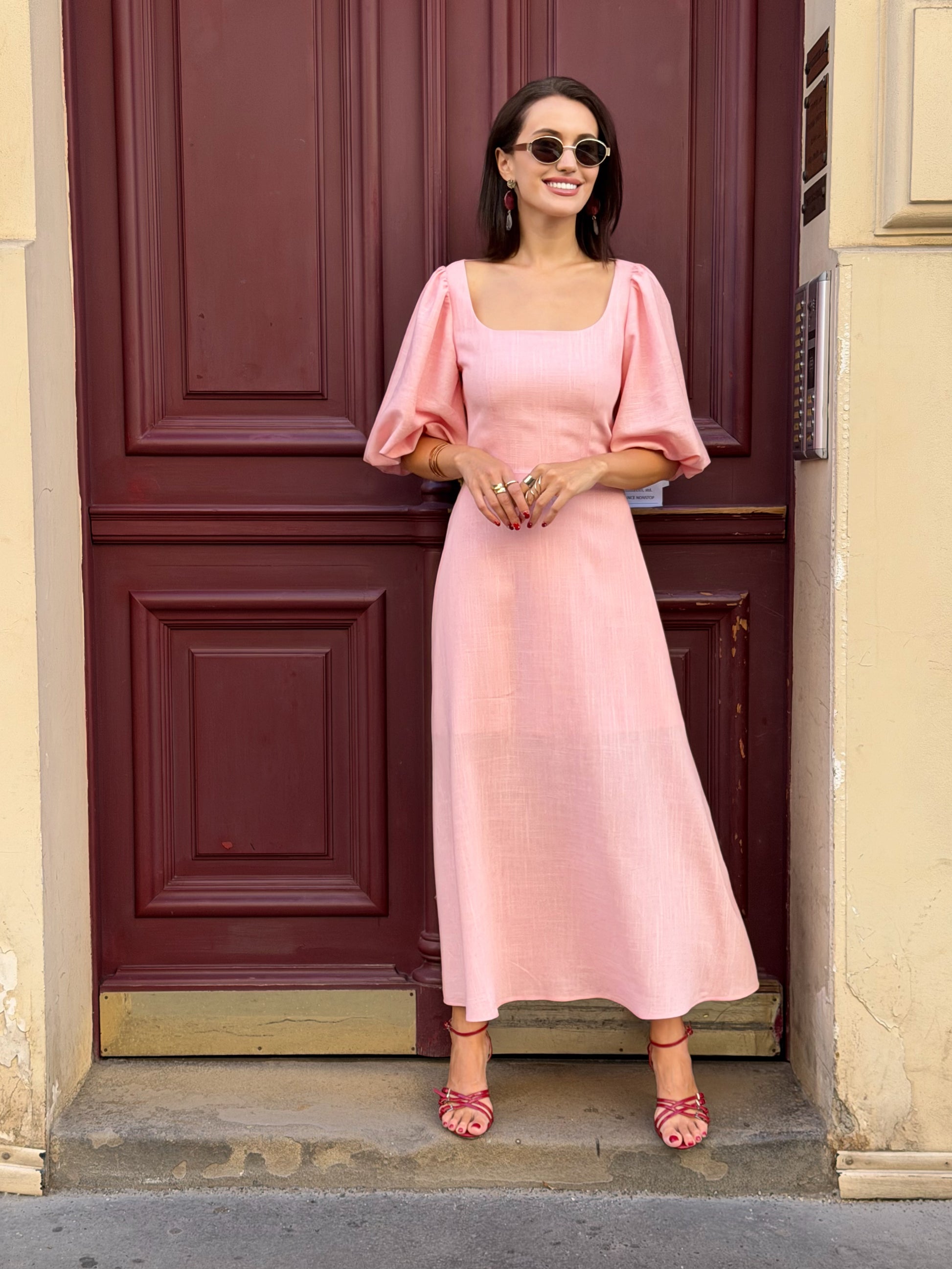 Šaty "Nina" pink linen