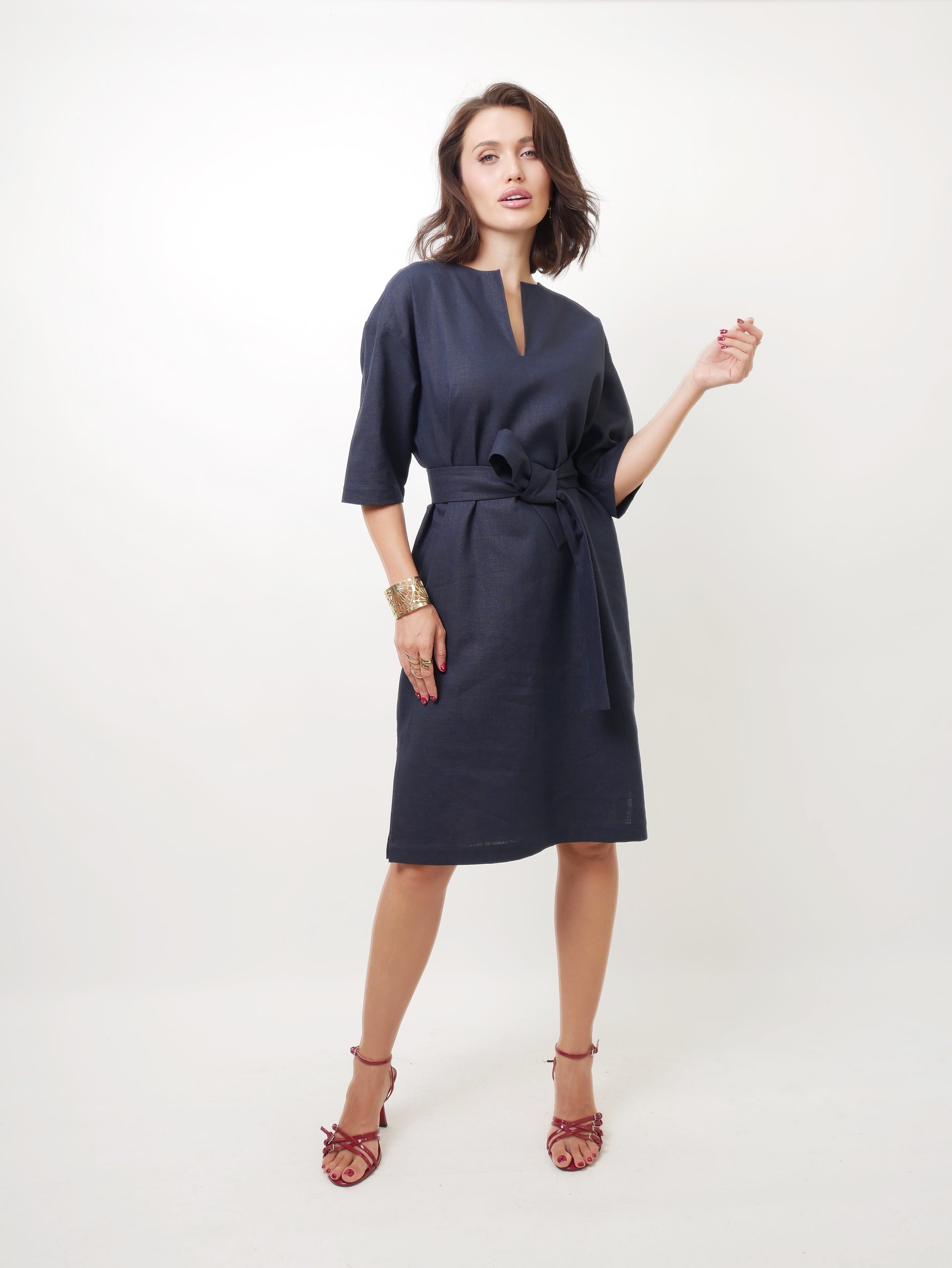 Šaty "Len" navy