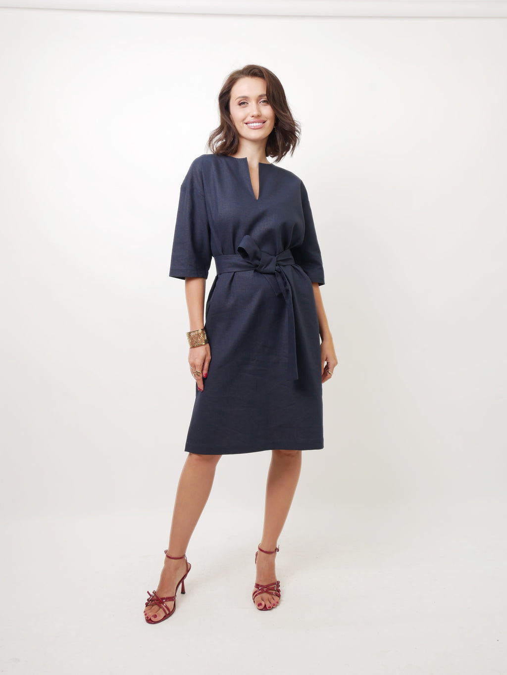 Šaty "Len" navy