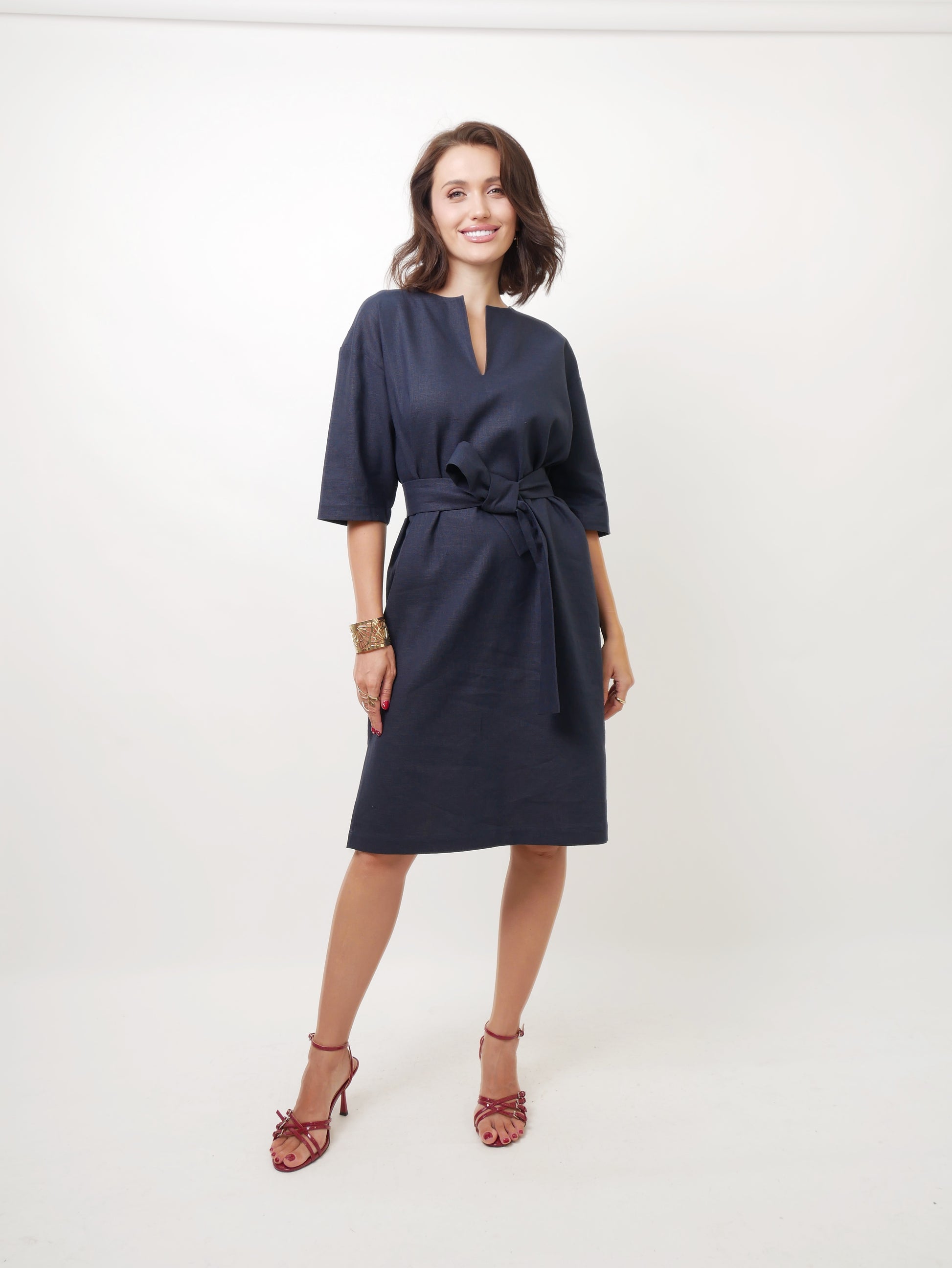 Šaty "Len" navy