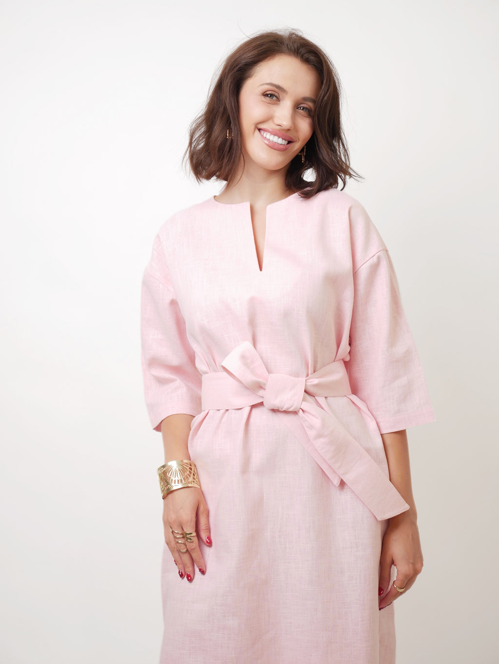 Šaty "Len" baby pink