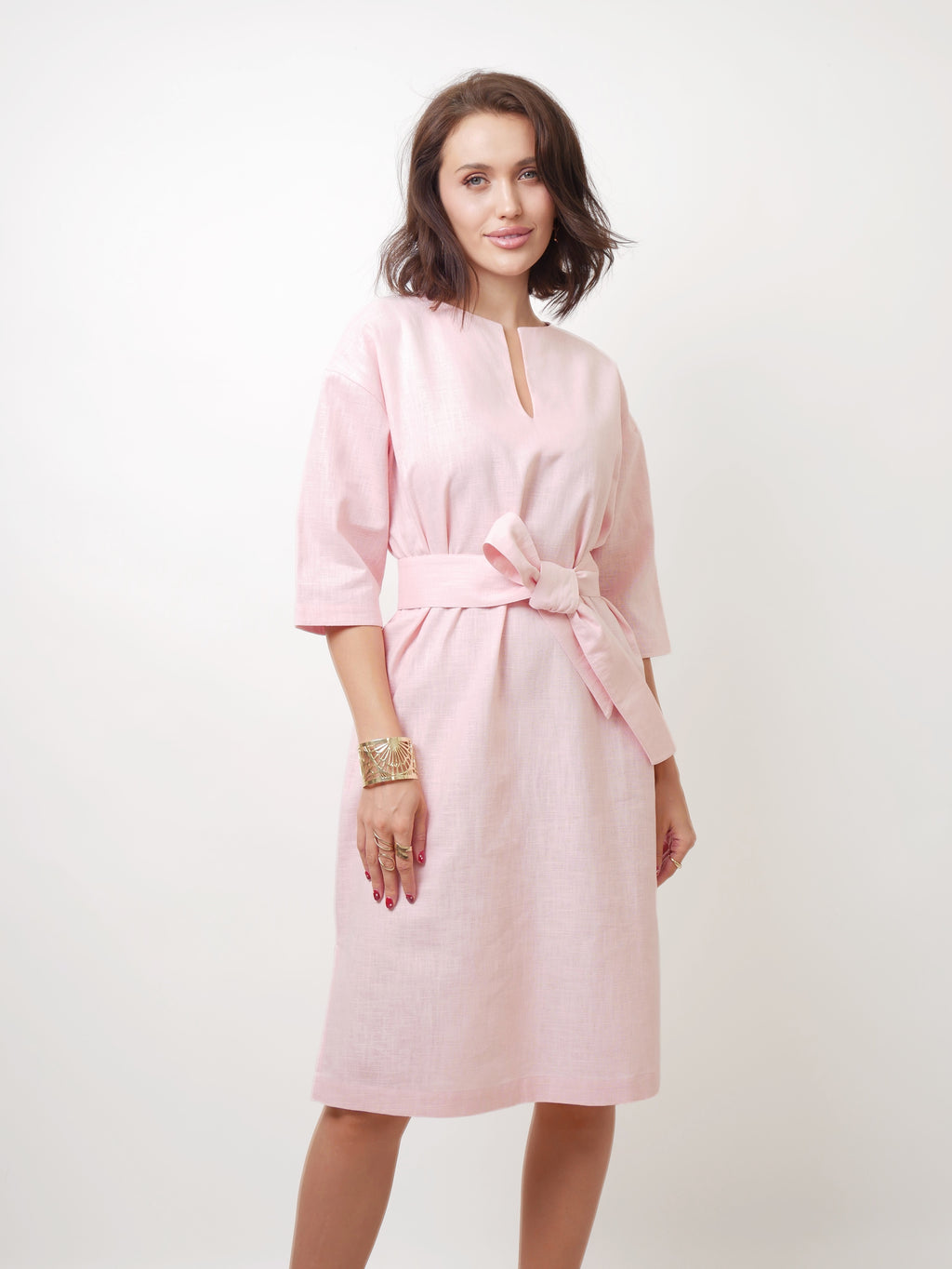 Šaty "Len" baby pink