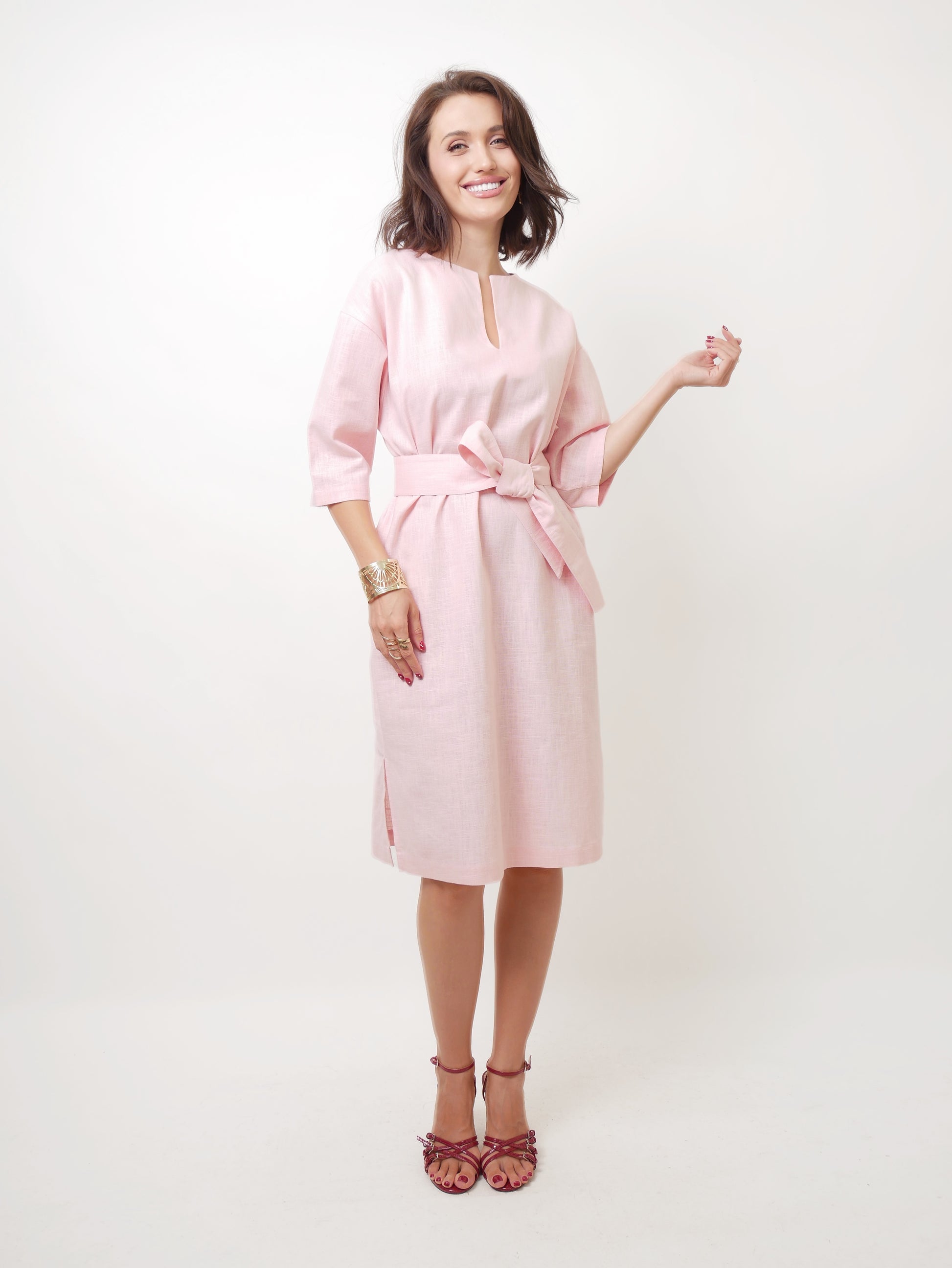 Šaty "Len" baby pink