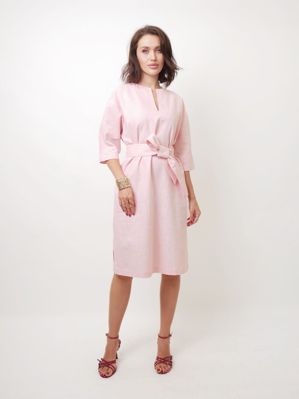Šaty "Len" baby pink