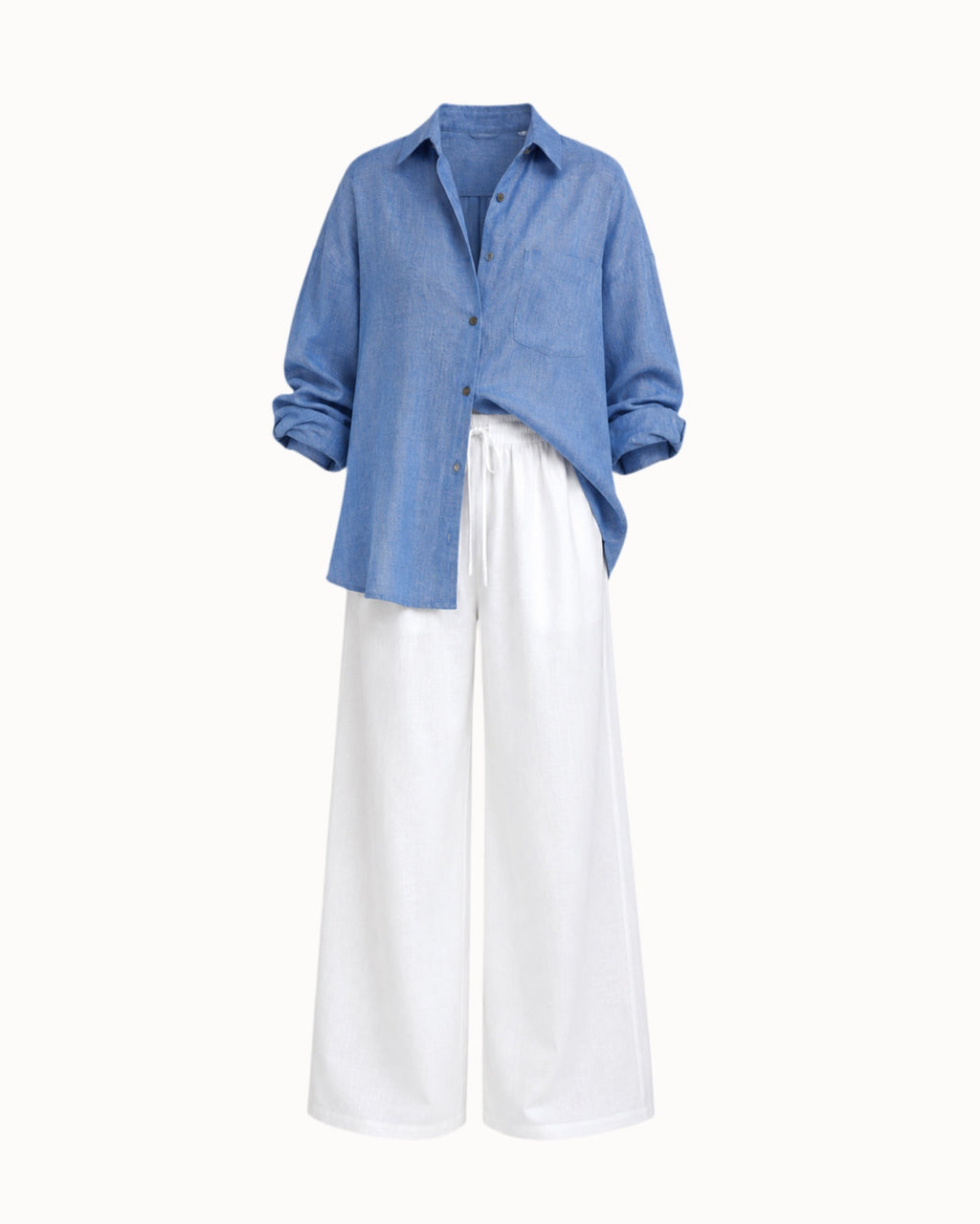 Kalhoty "Toby len premium" white