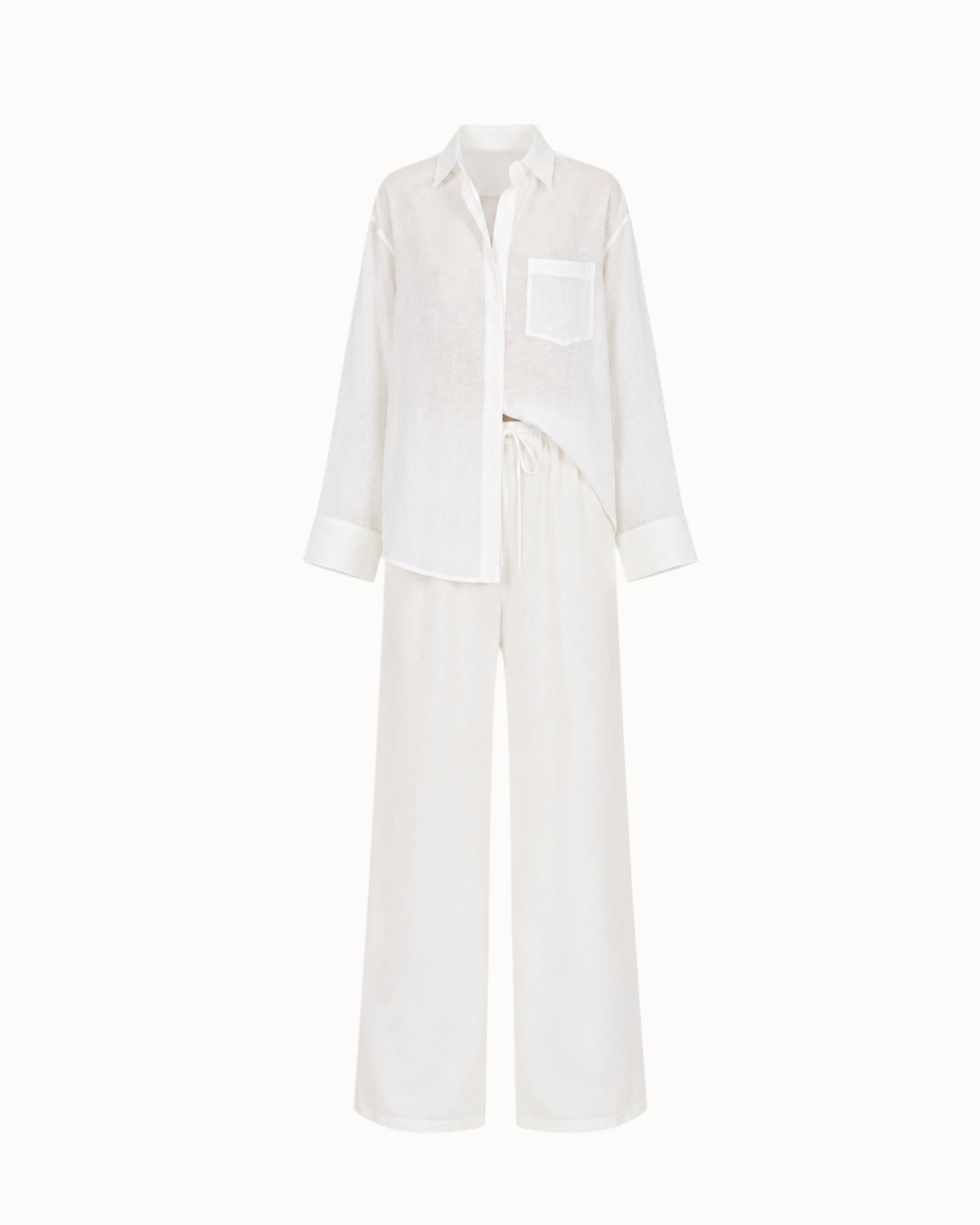 Kalhoty "Toby len premium" white