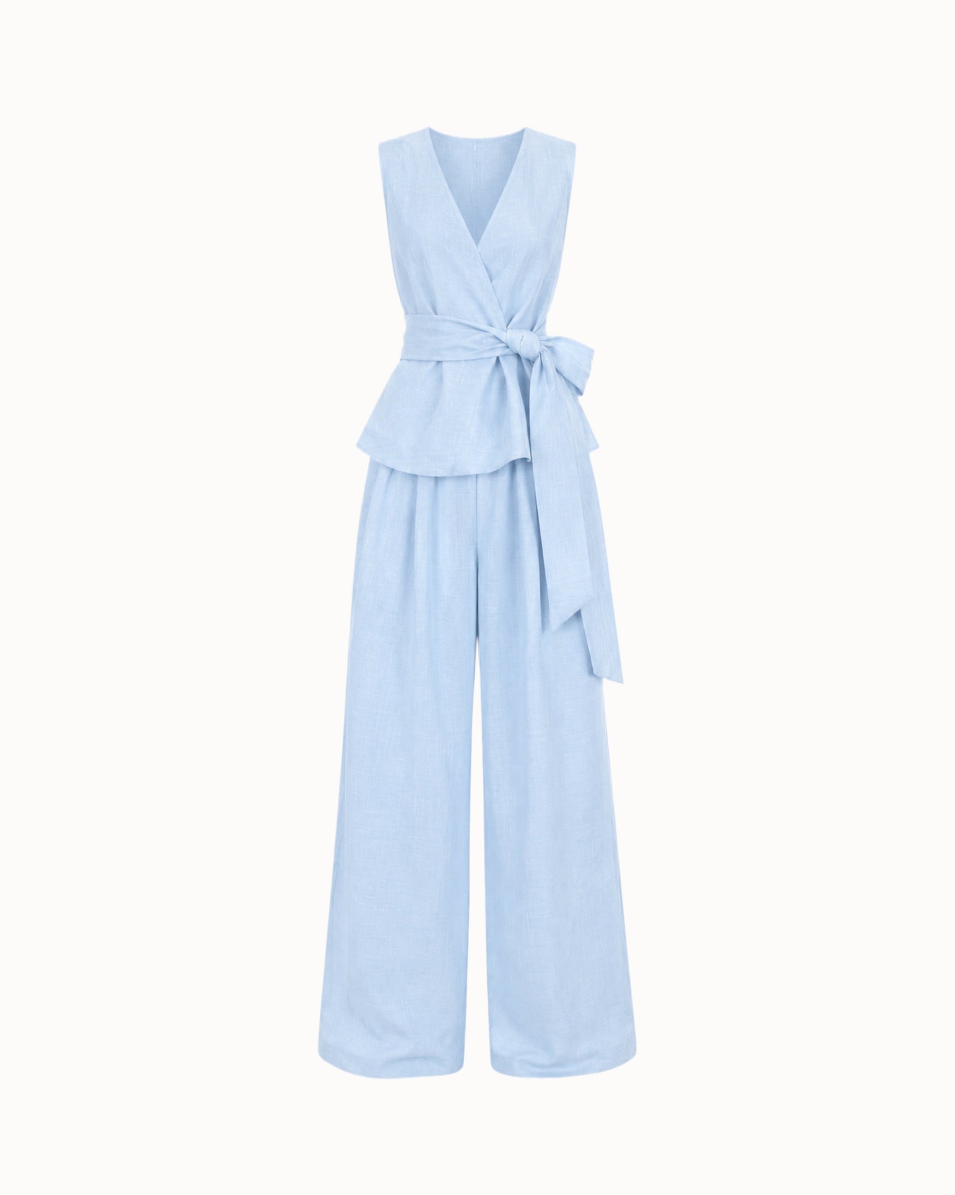 Kalhoty "Toby len premium" sky blue