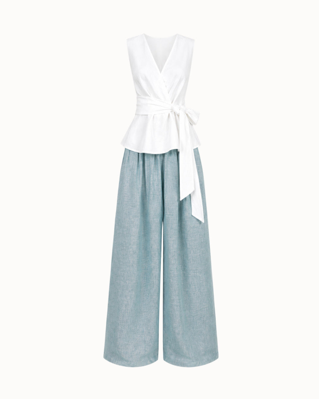 Zavinovací top "Len premium" white