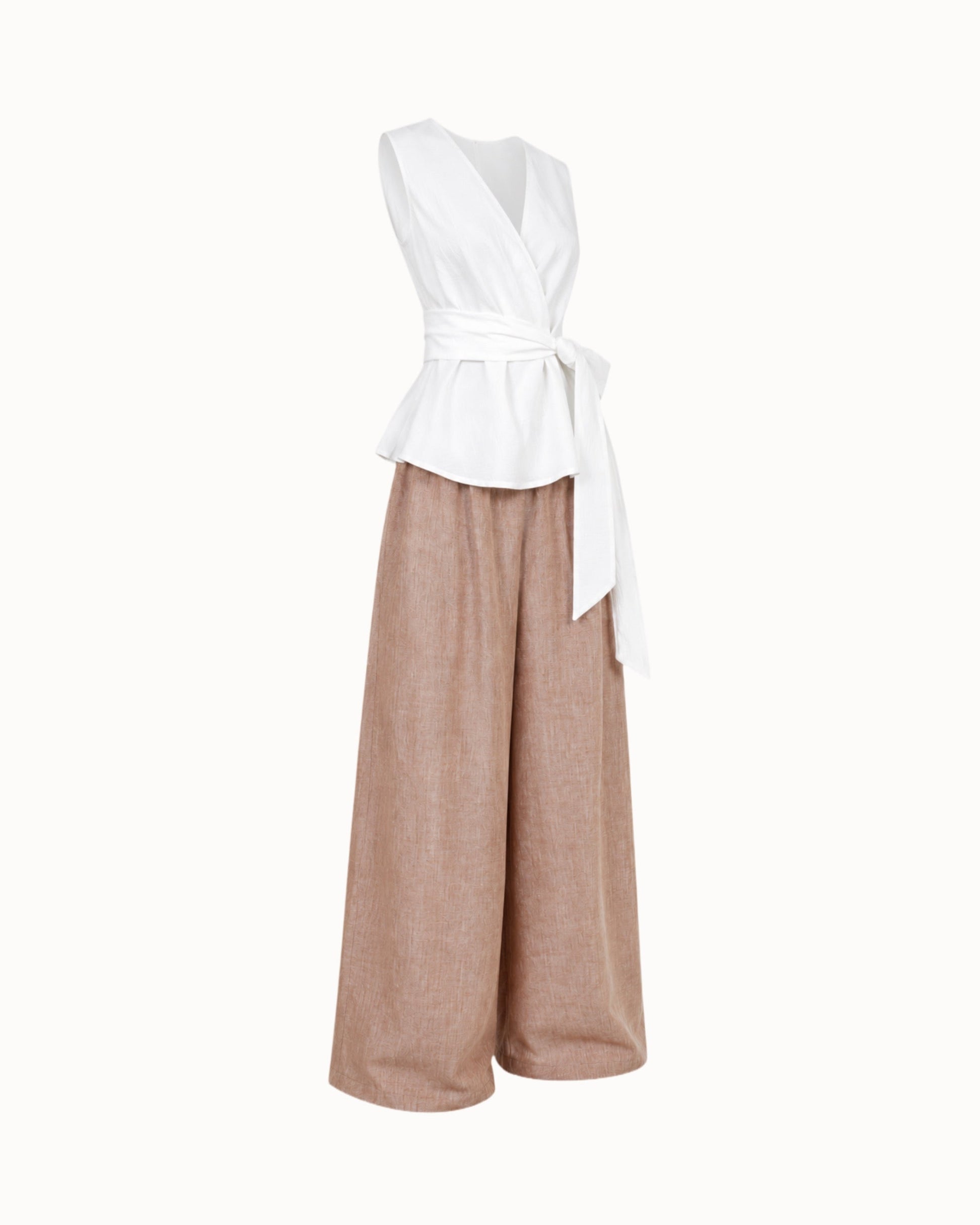 Zavinovací top "Len premium" white