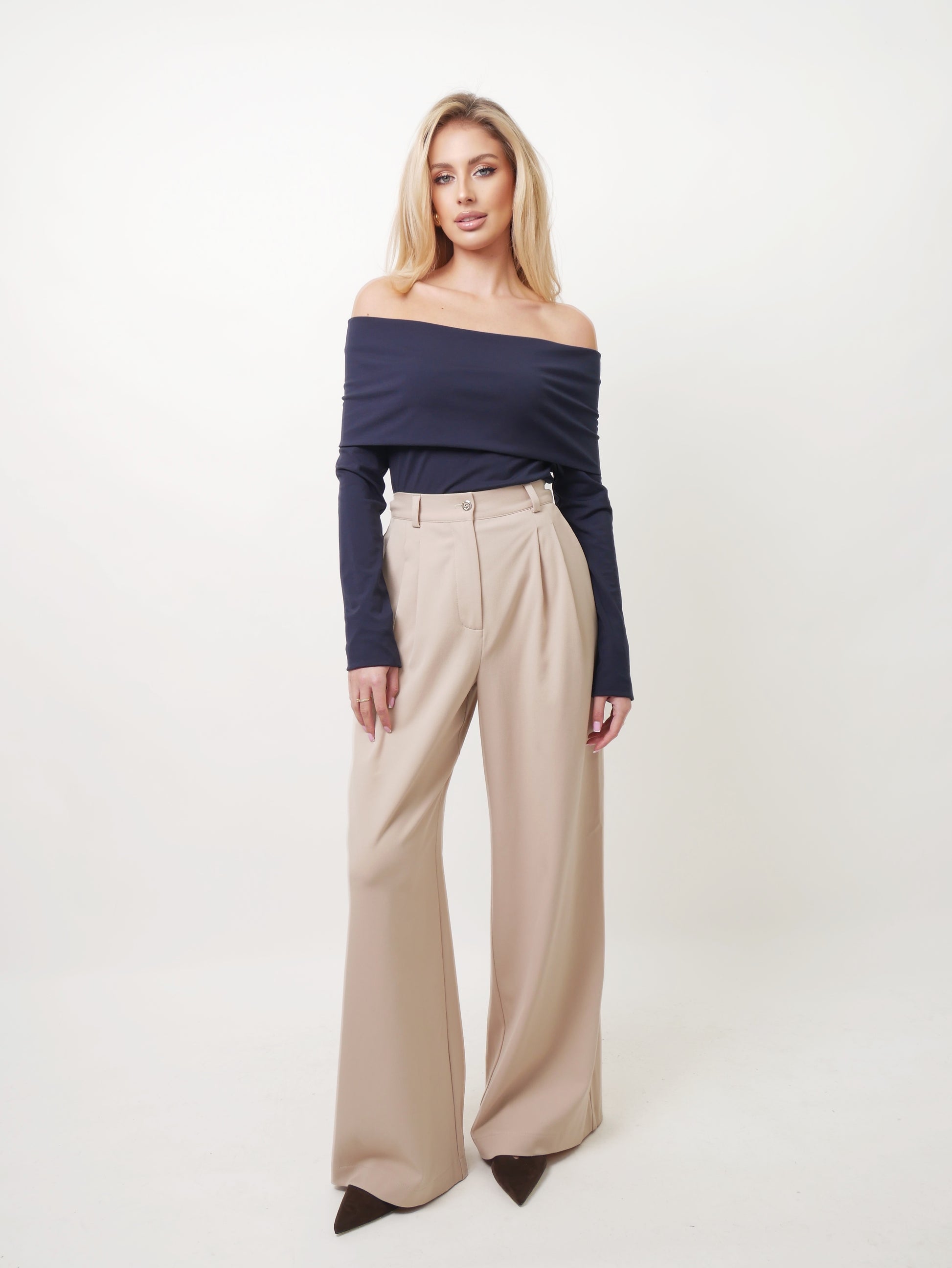 Kalhoty "Wide" pale beige