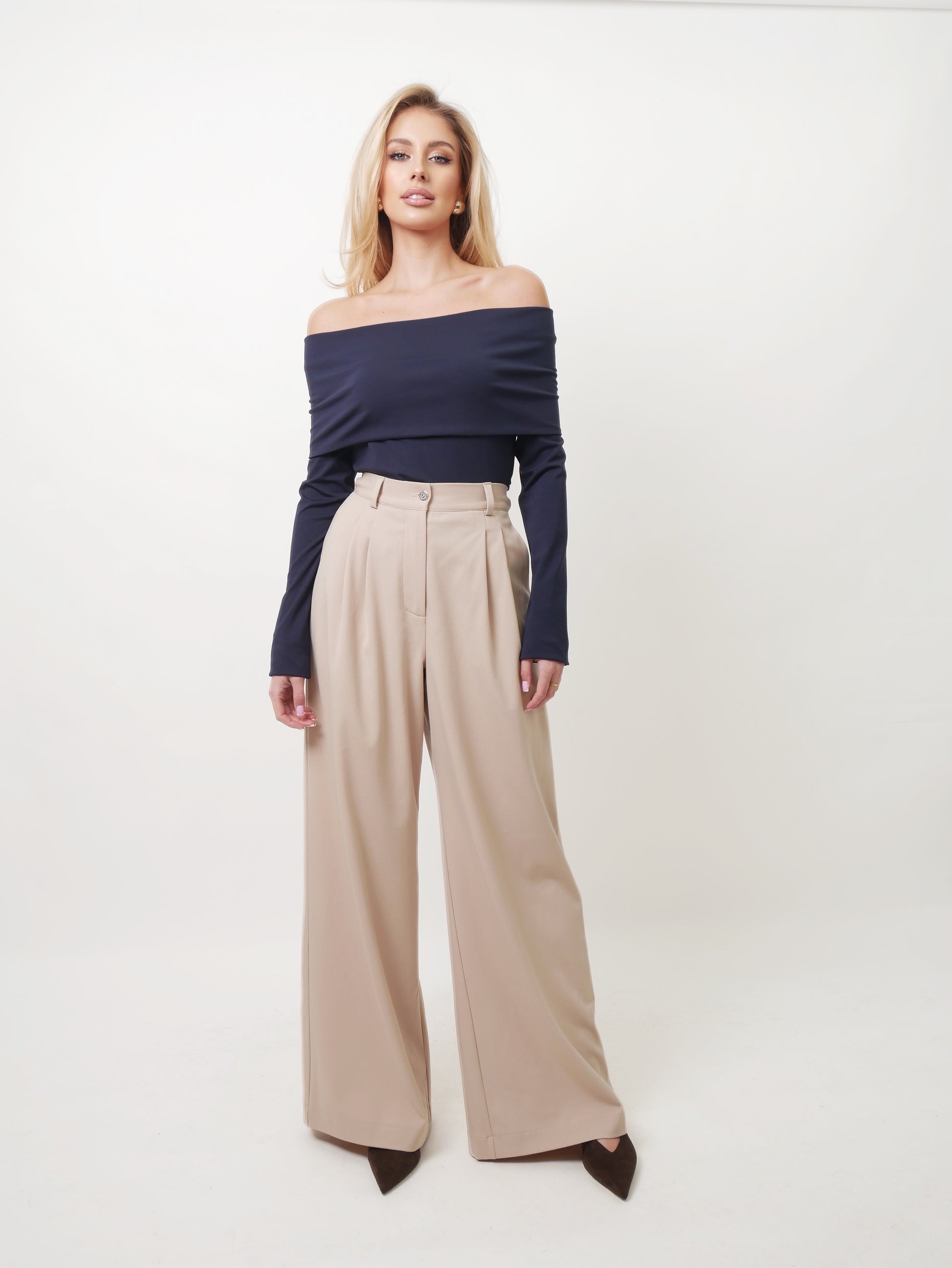 Kalhoty "Wide" pale beige
