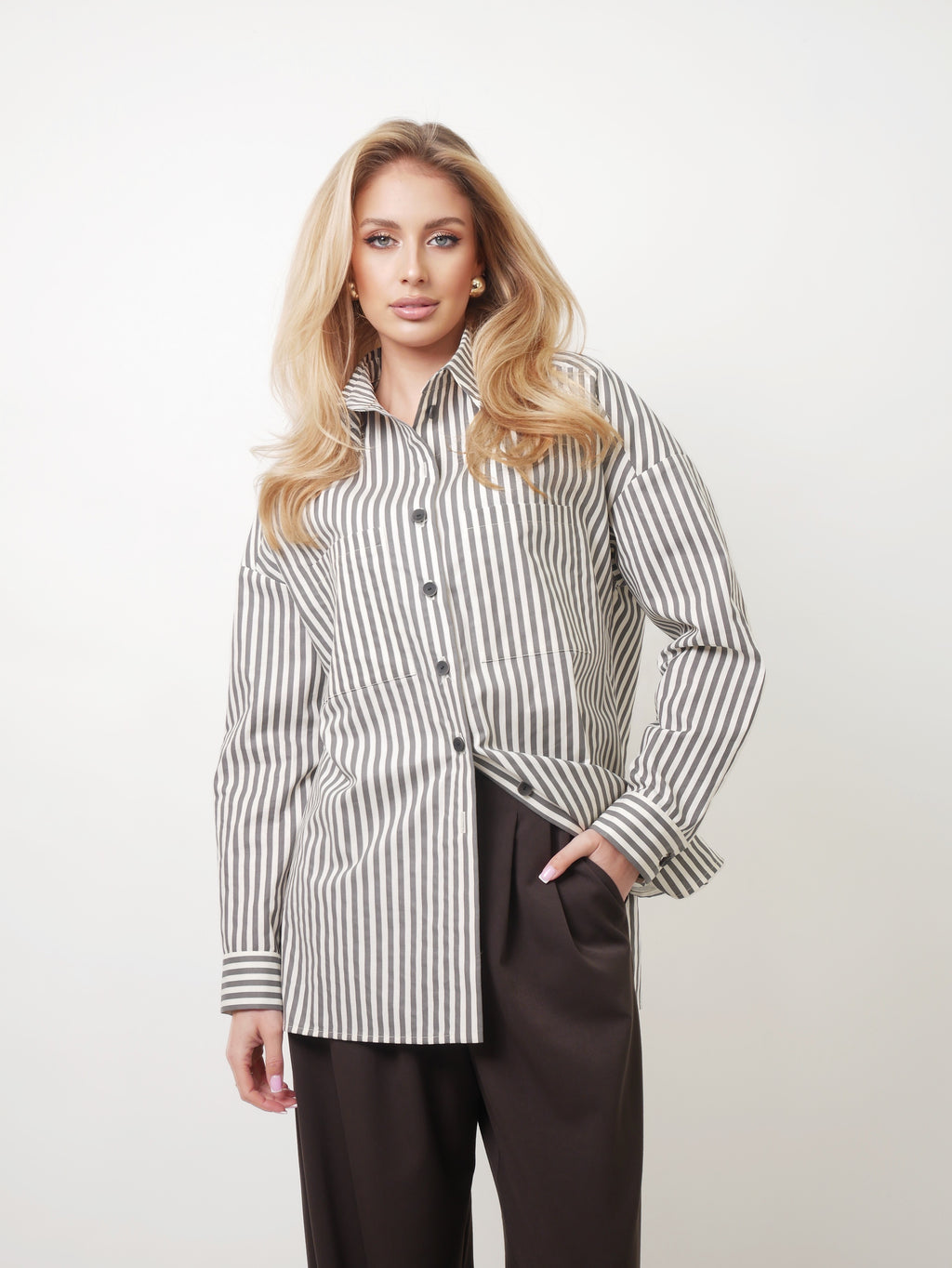 Košile oversized "Stripes" antracit