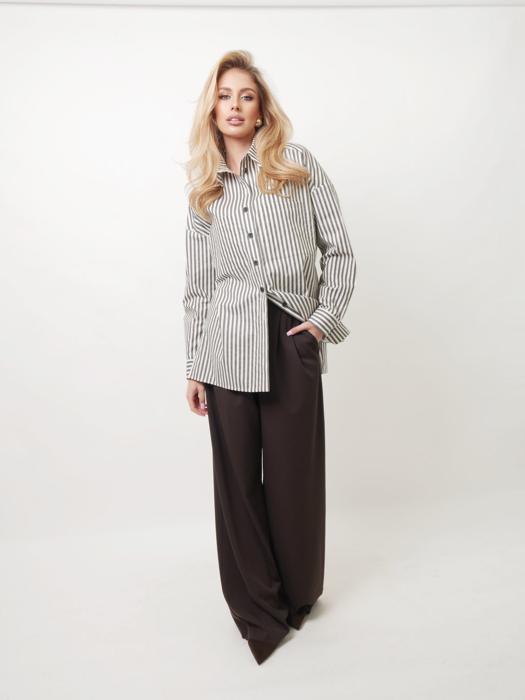 Košile oversized "Stripes" antracit