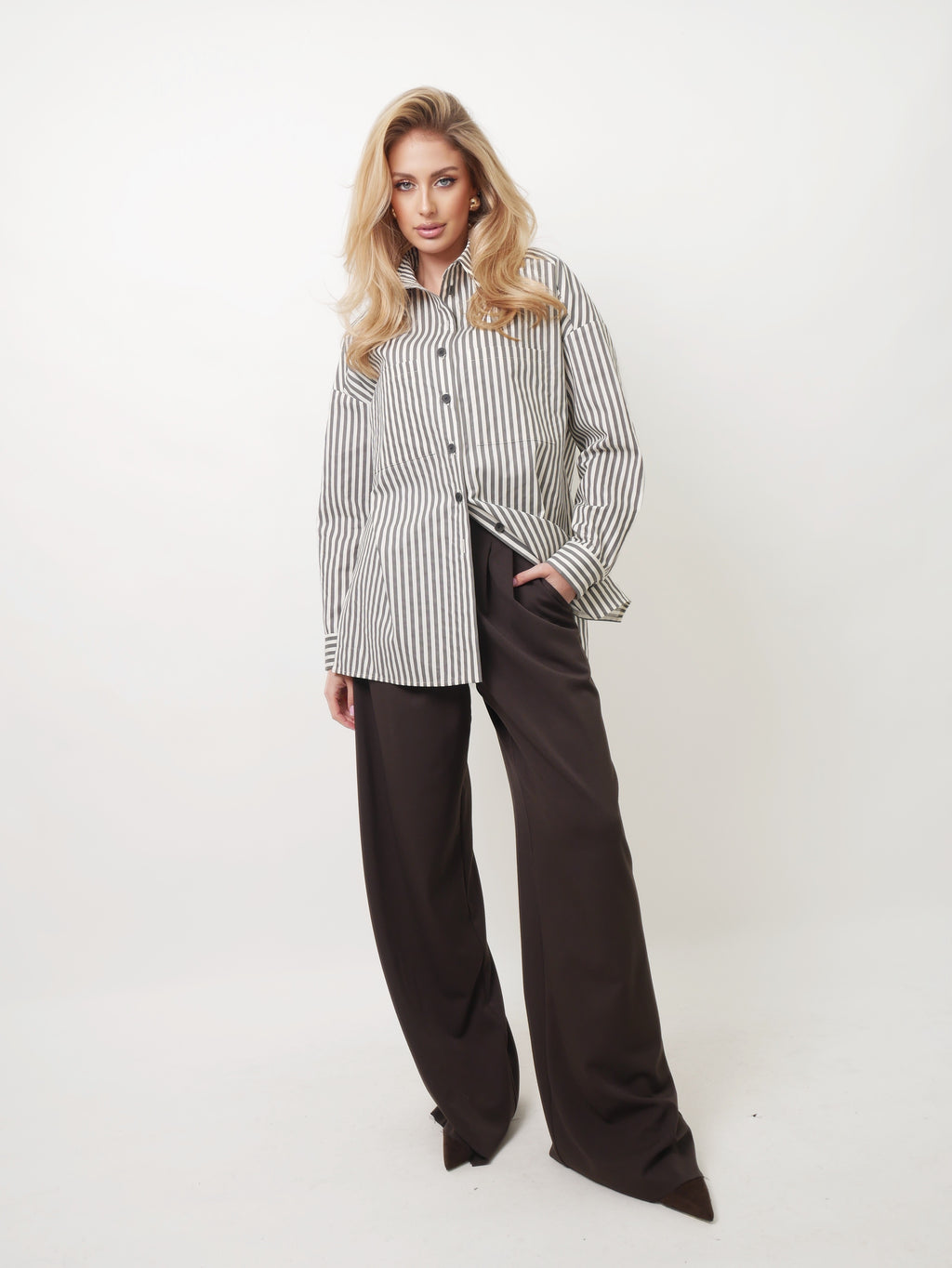 Košile oversized "Stripes" antracit