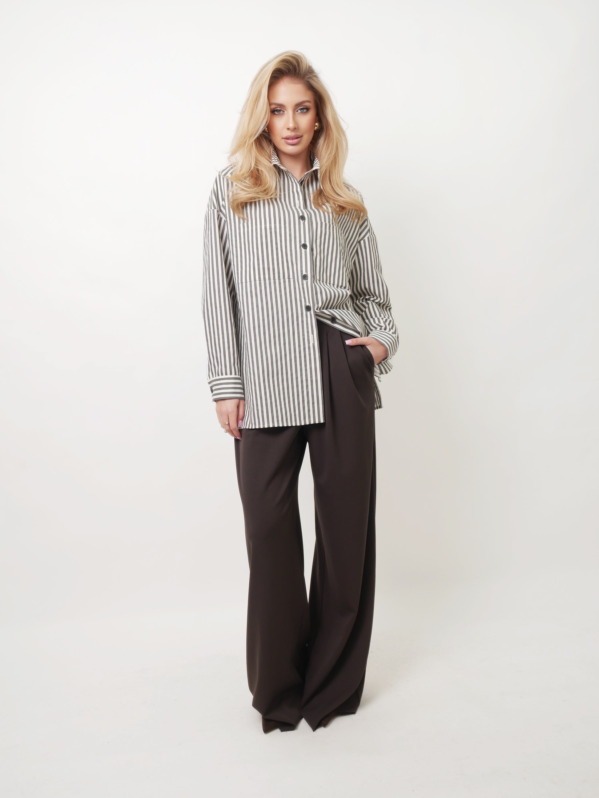 Košile oversized "Stripes" antracit