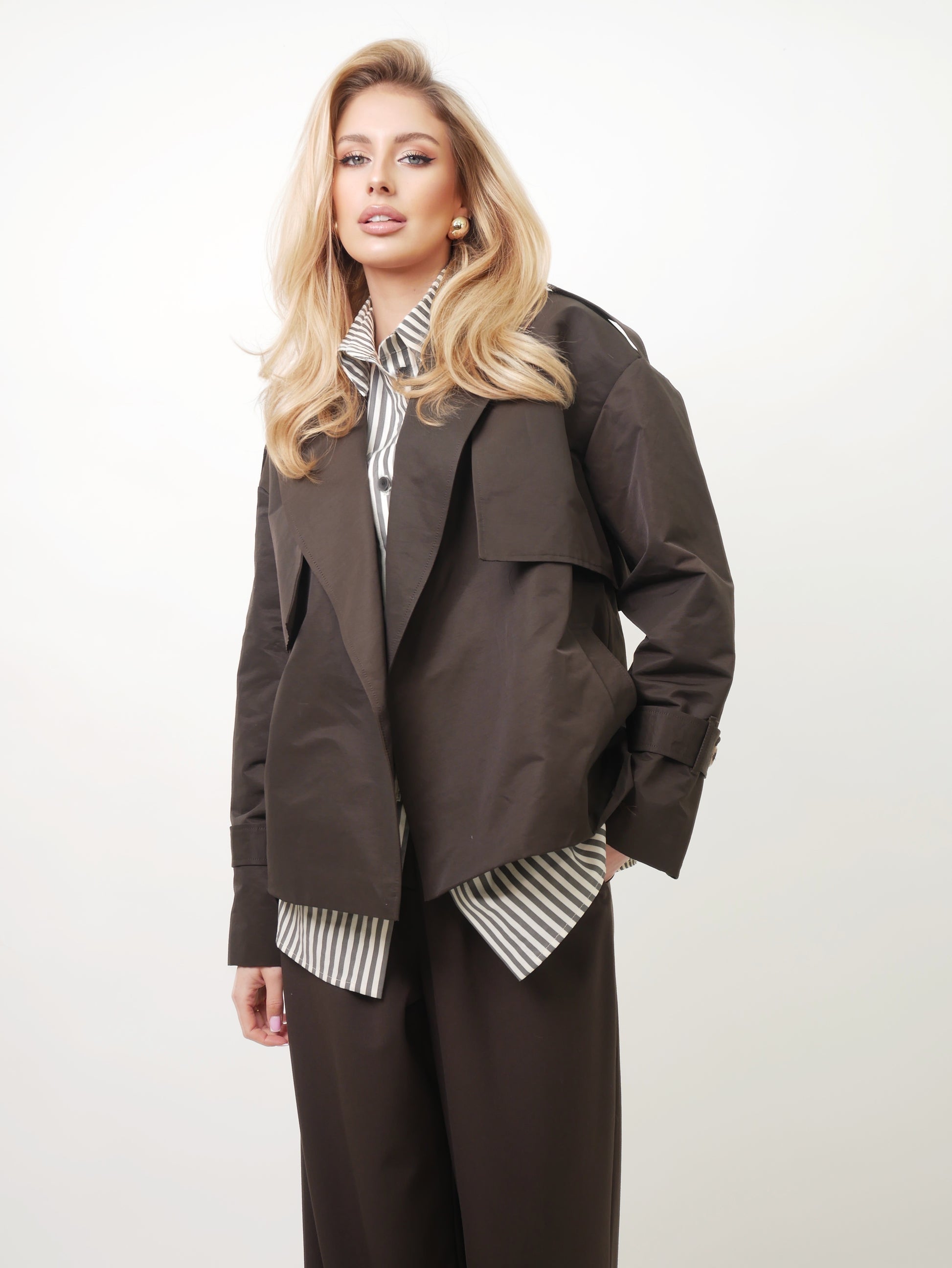 Košile oversized "Stripes" antracit