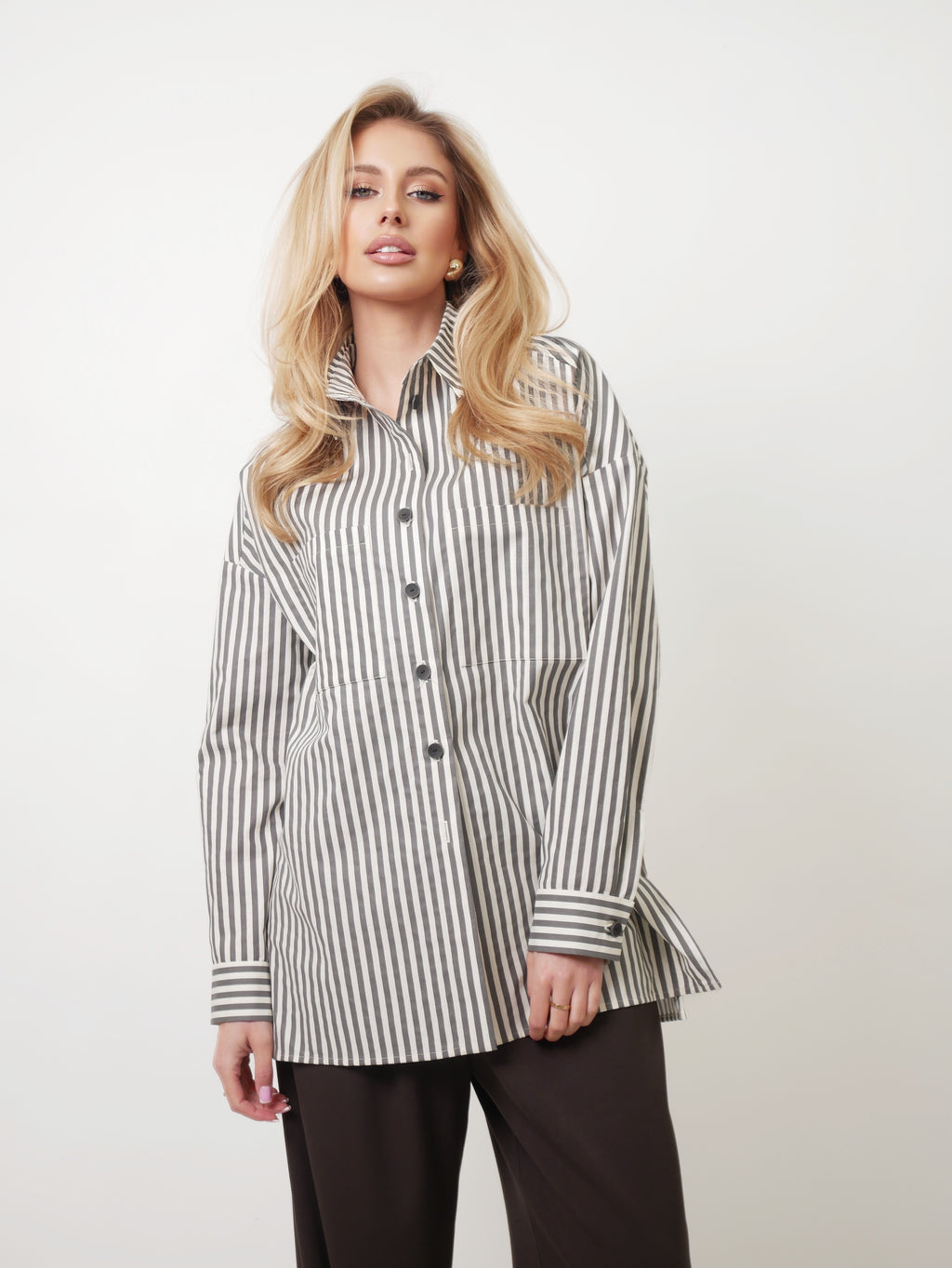 Košile oversized "Stripes" antracit