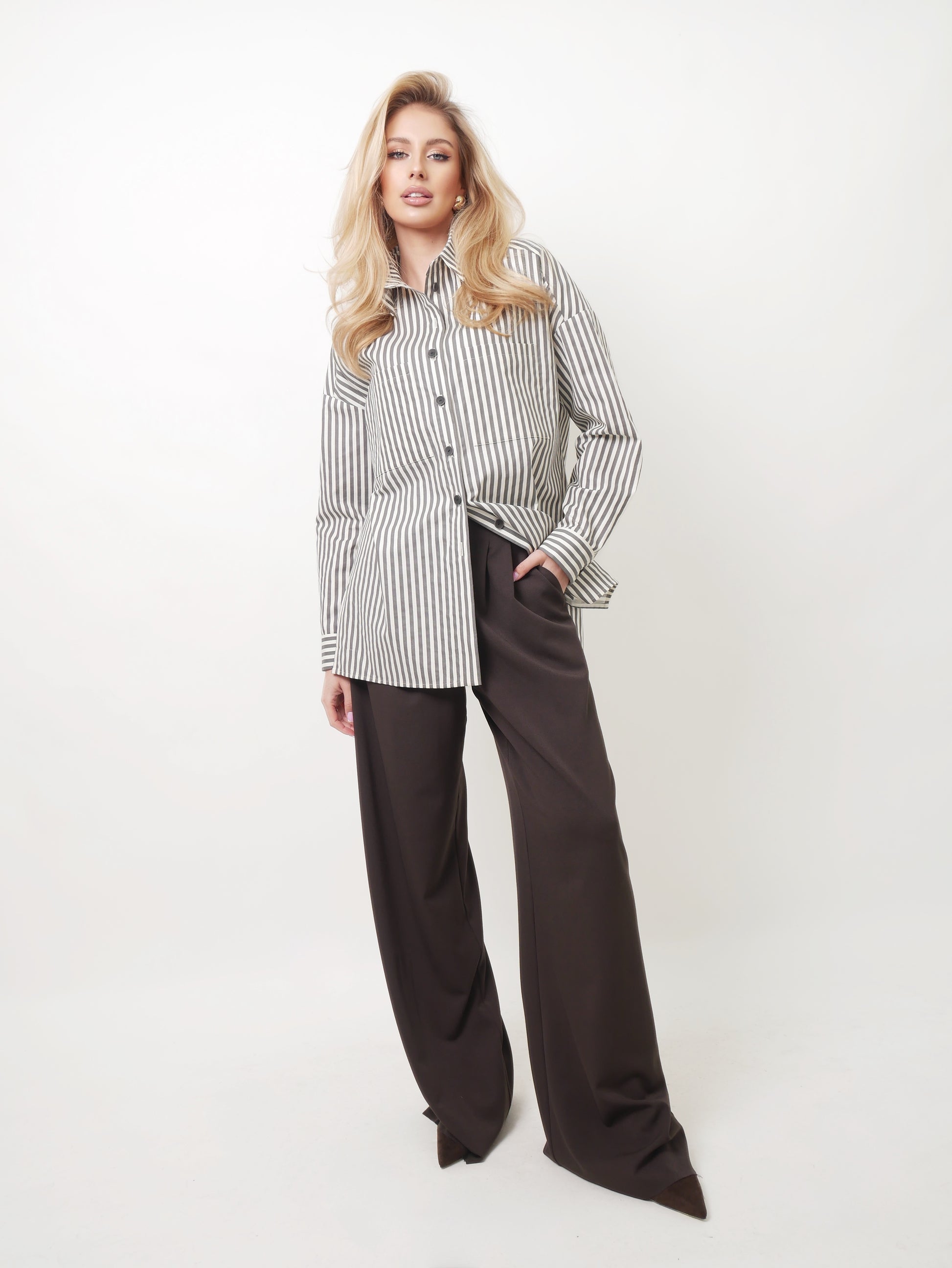Košile oversized "Stripes" antracit