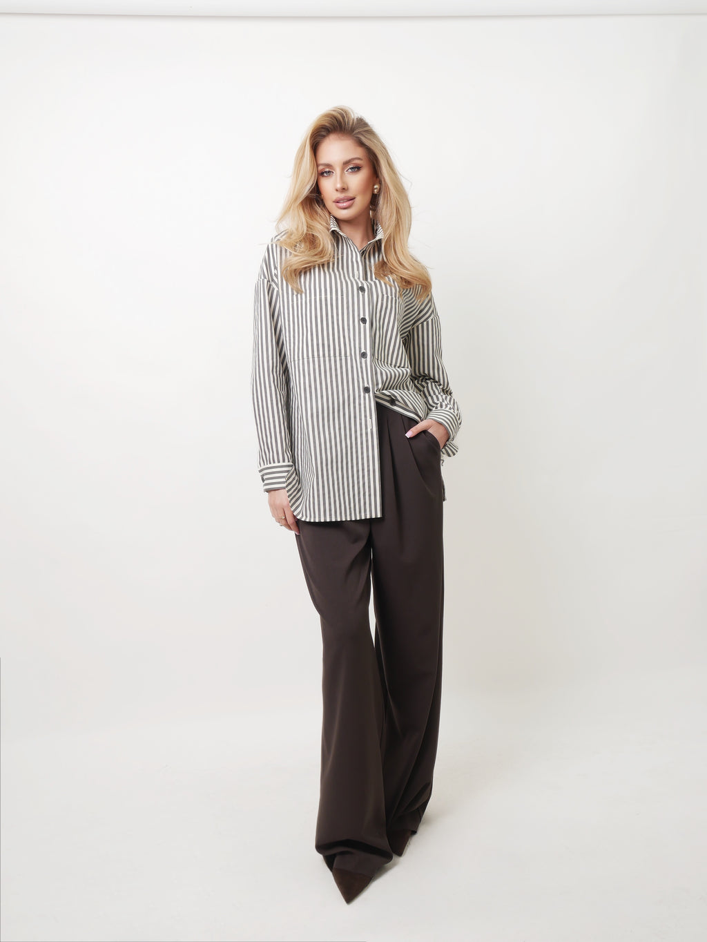 Košile oversized "Stripes" antracit